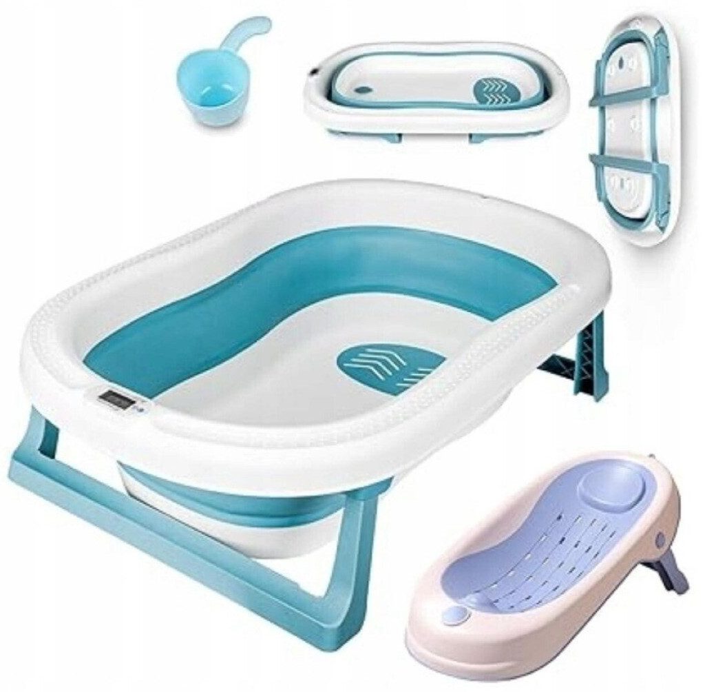Babybadewanne Set Faltbare Babywanne mit Thermometer und Badewannensitz Kelch