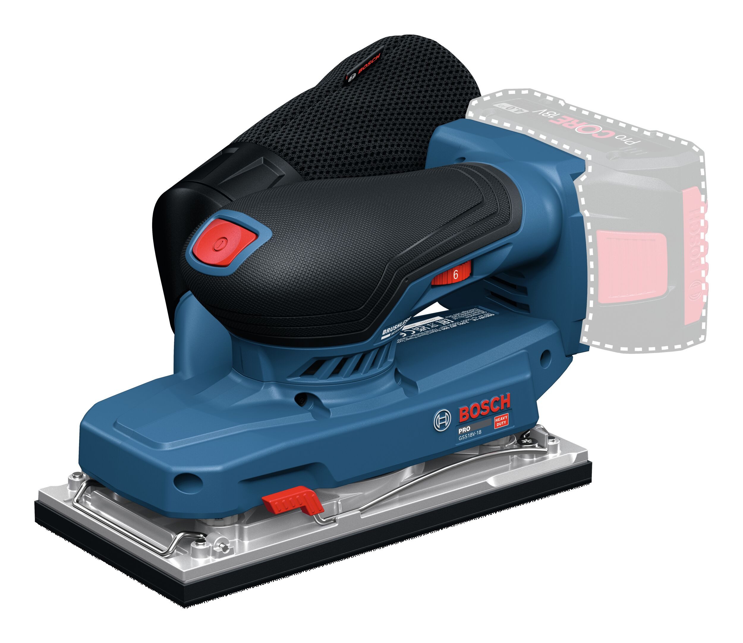 BOSCH Akku-Schwingschleifer GSS 18V-18, max. 10000 U/min, 20000 U/min, Ohne Akku - in L-BOXX 162
