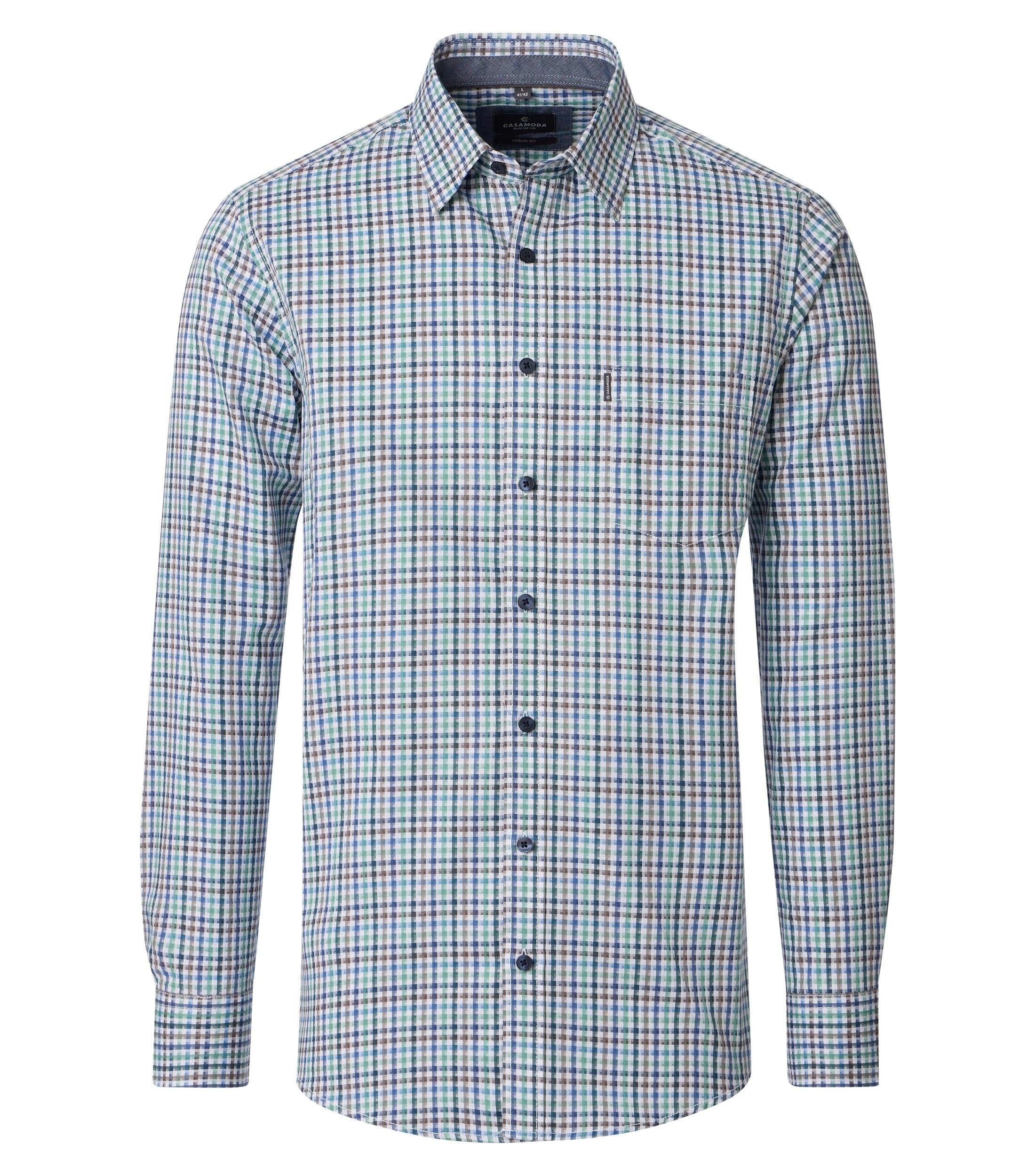 Langarmhemd CASAMODA Herren Freizeithemd Langarm Kent Casual Grün Karo