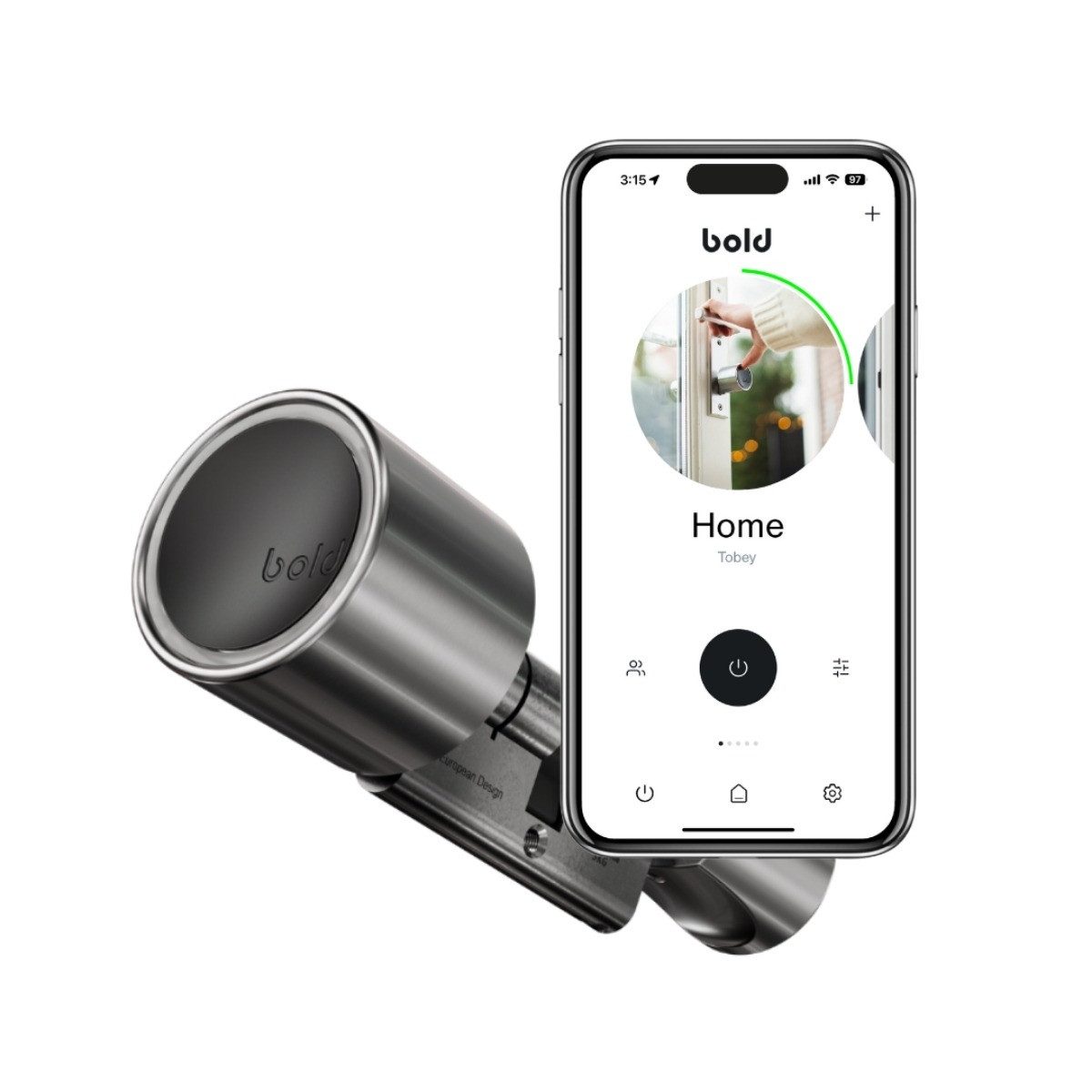 Bold Smart Lock Türschlossantrieb Elite, Größe SX33, schlüssellos, silber