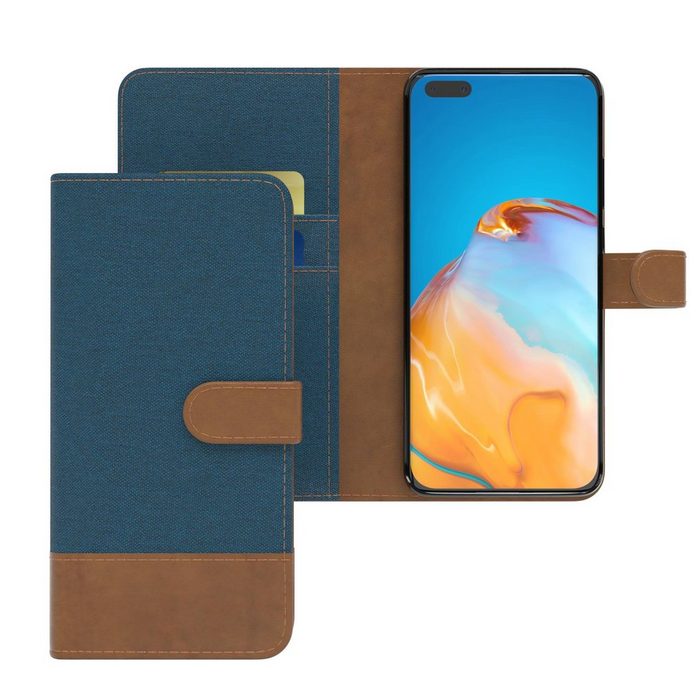 EAZY CASE Handyhülle Bookstyle Jeans für Huawei P40 Pro 6 58 Zoll