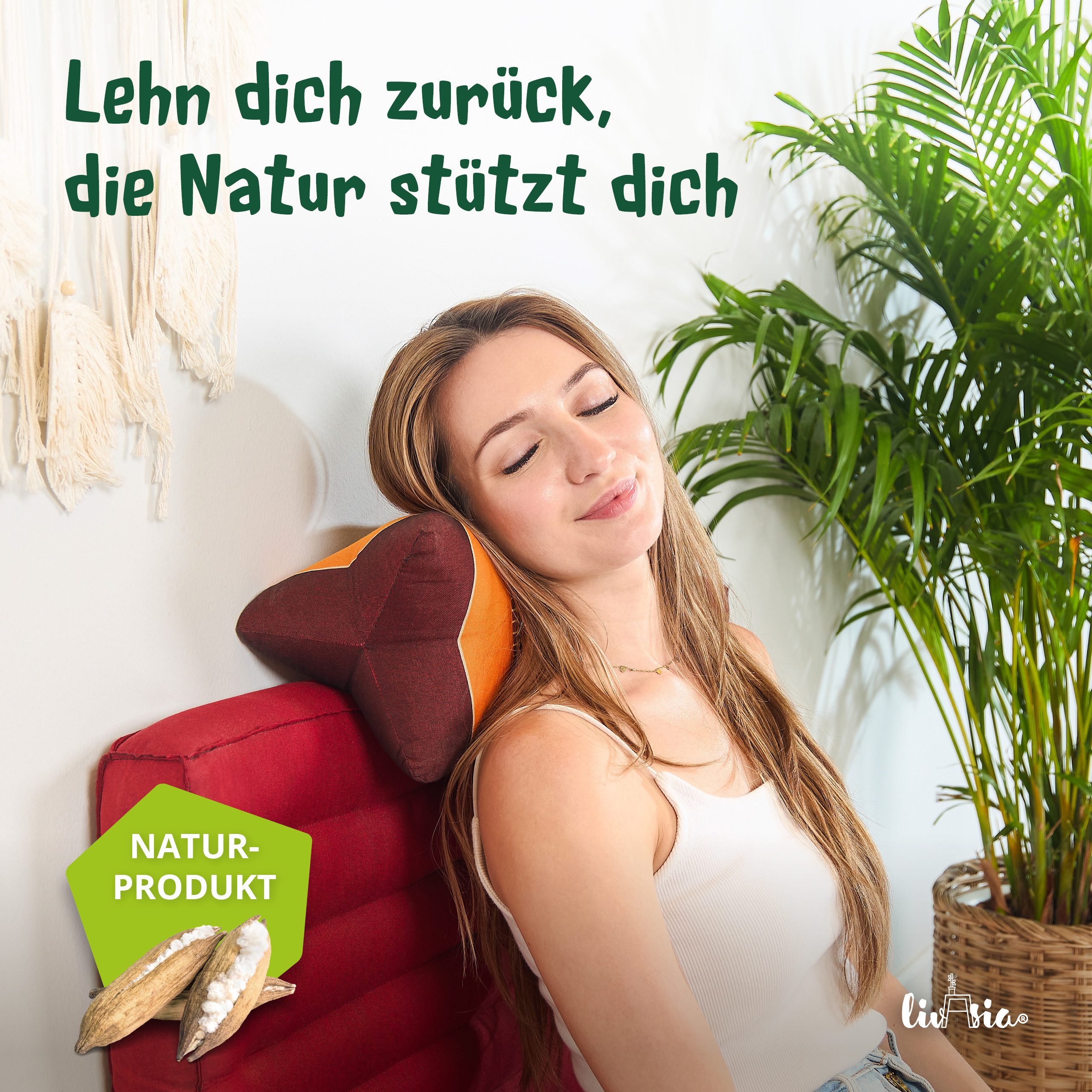 livasia Nackenstützkissen Knochenkissen, vegan und handgefertigt, Ø 15x32cm, Kapok