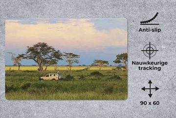 MuchoWow Gaming Mauspad Fahrt im Safari-Auto durch den Serengeti-Nationalpark in Afrika (1-St), Büro für Tastatur und Maus, Mousepad Gaming, 90x60 cm, XXL, Großes