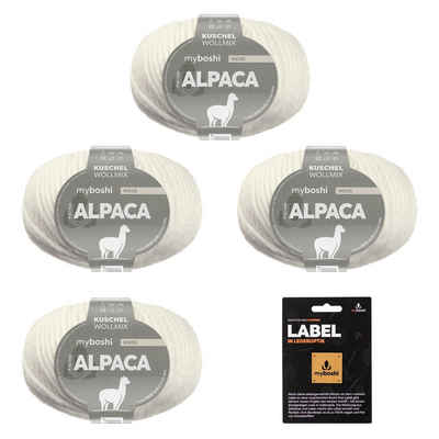 myboshi Alpaca Wolle, Damenoberbekleidung, Label Häkelwolle, 90 m (4-St., Alpaca Wolle mit original Label, Damenoberbekleidung), Uni