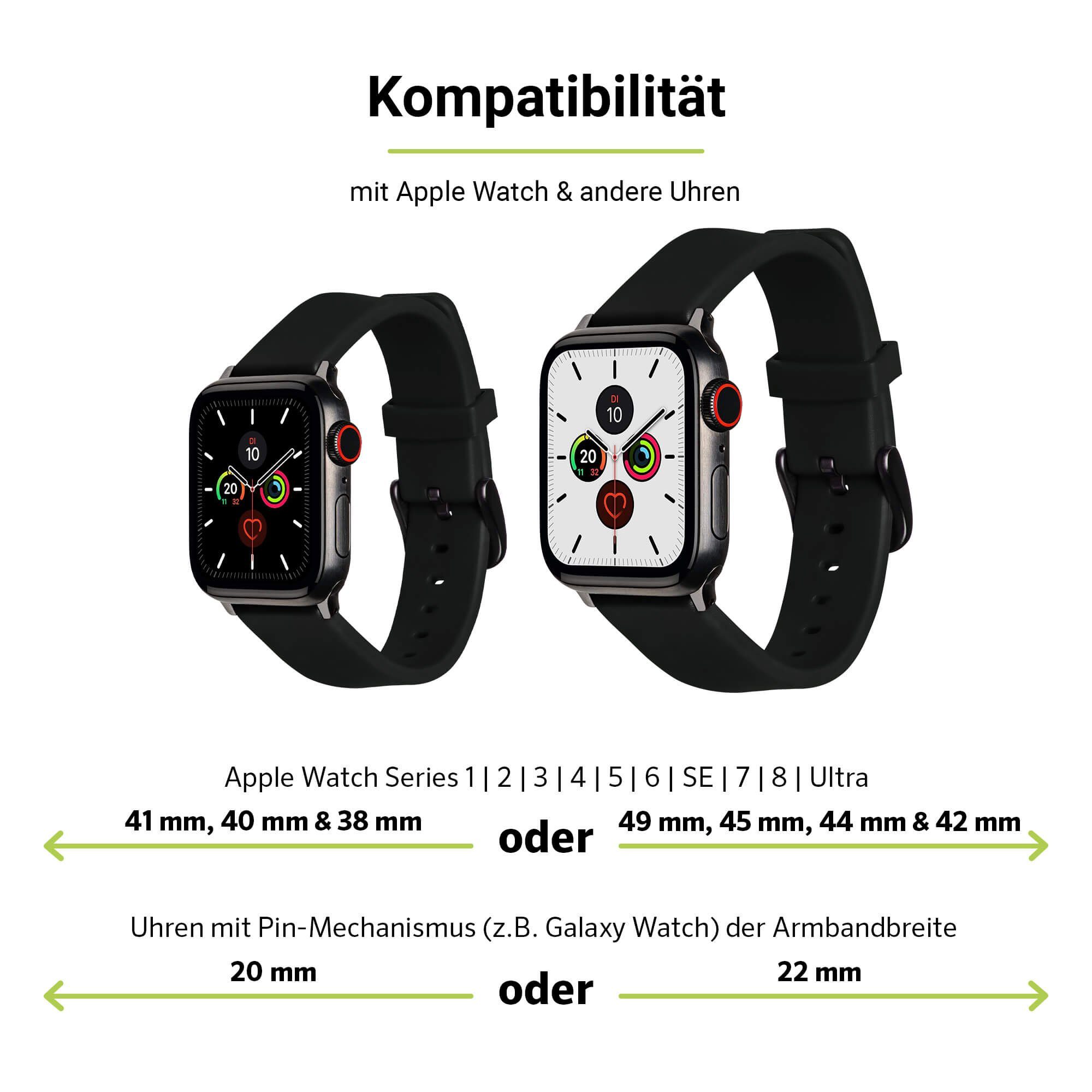 / Ultra (44mm), Schwarz, Silikon 9-7 & Apple Artwizz WatchBand (49mm), 3-1 6-4 Silicone, (42mm) Smartwatch-Armband Adapter, 2 SE Armband mit Watch (45mm),