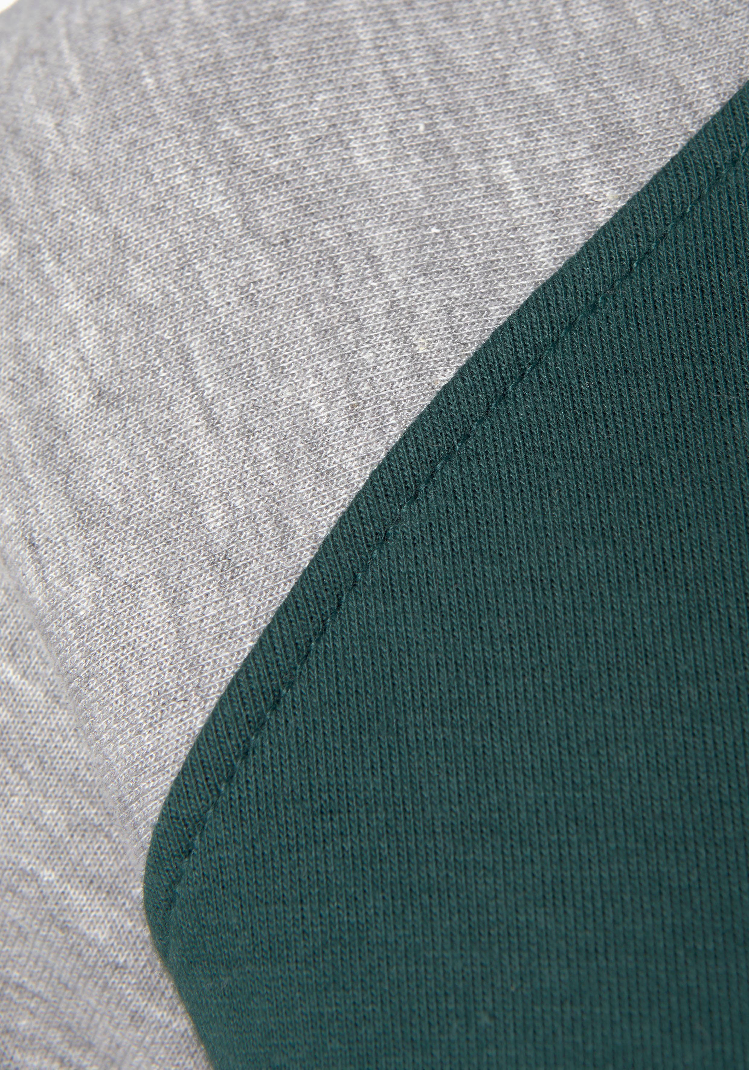 Bench. Loungewear Sweatkleid abgesetzten Kapuze dunkelgrün-grau farblich und mit Ärmeln