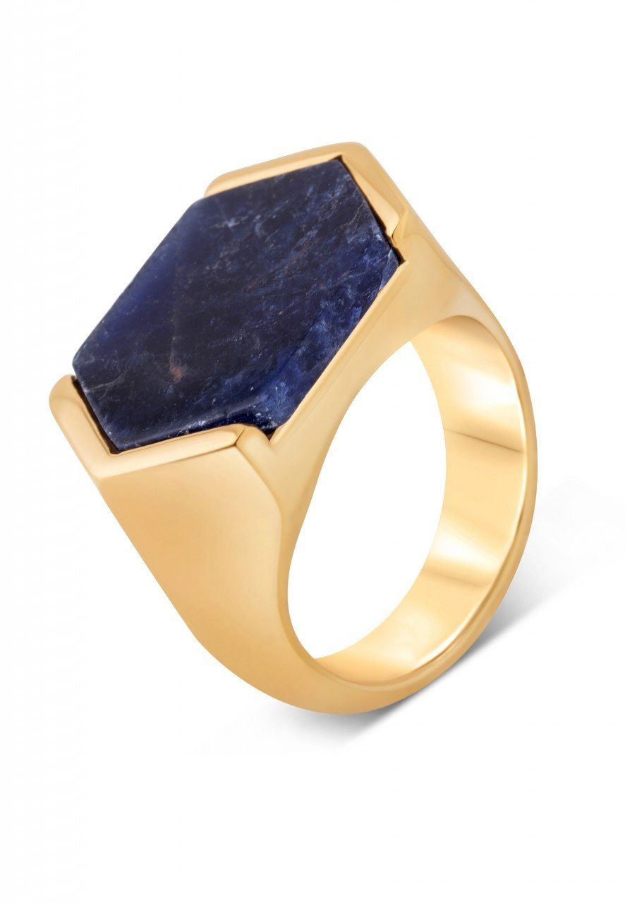 Akitsune Siegelring Abyss Ring Gold - Blau Archat EU 59 - UK R - US 9