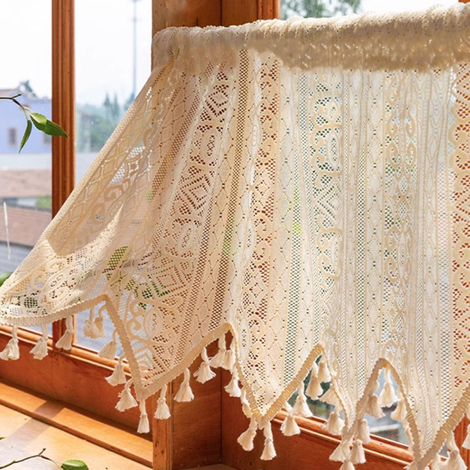 Sunicol Scheibengardine Vintage Quasten Boho gardinen günstig online kaufen