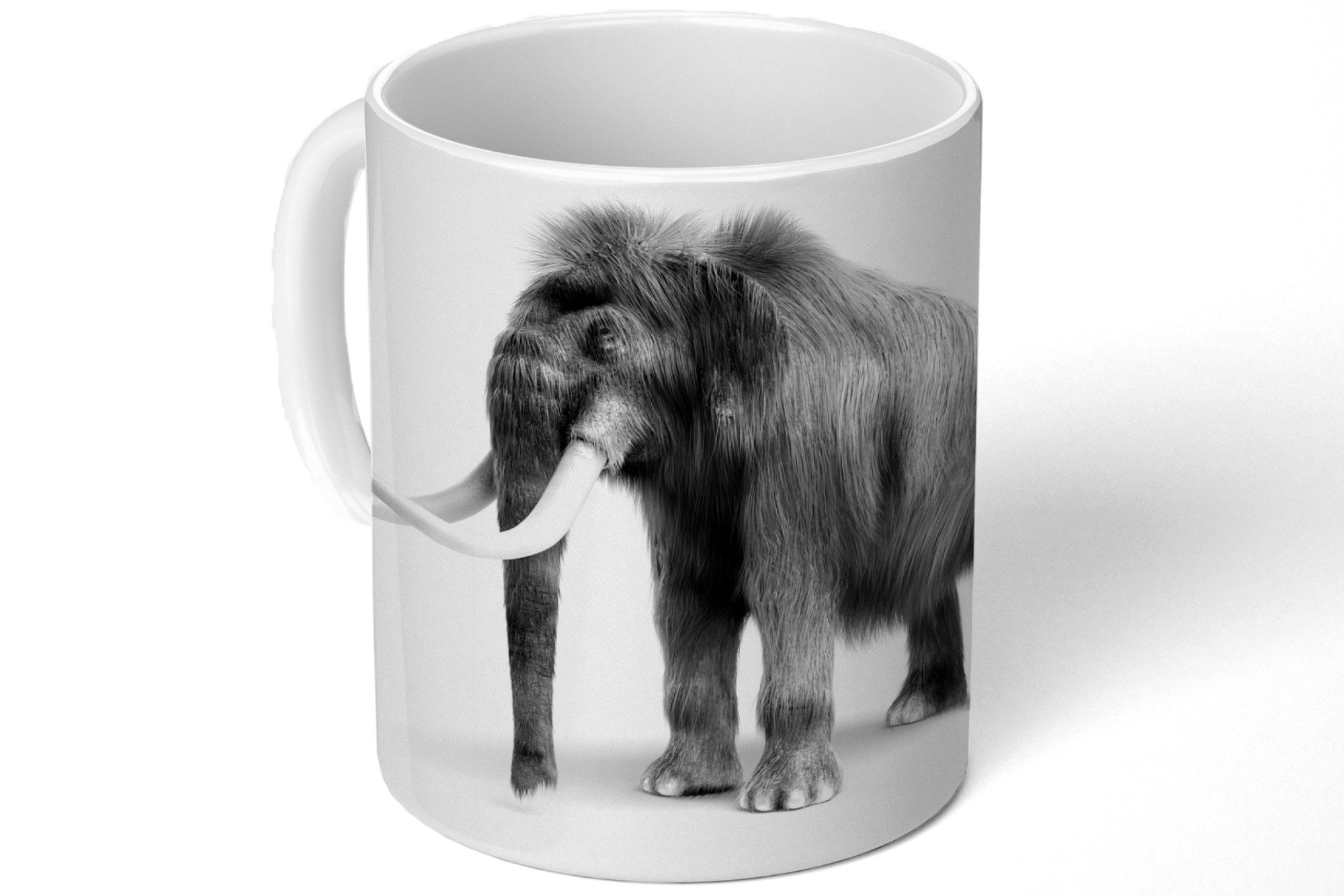 MuchoWow Tasse Illustration eines Mammuts vor einem weißen Hintergrund, 1-tlg., Keramik, Kaffeetassen, Teetasse, Becher, Kaffeebecher, Geschenk