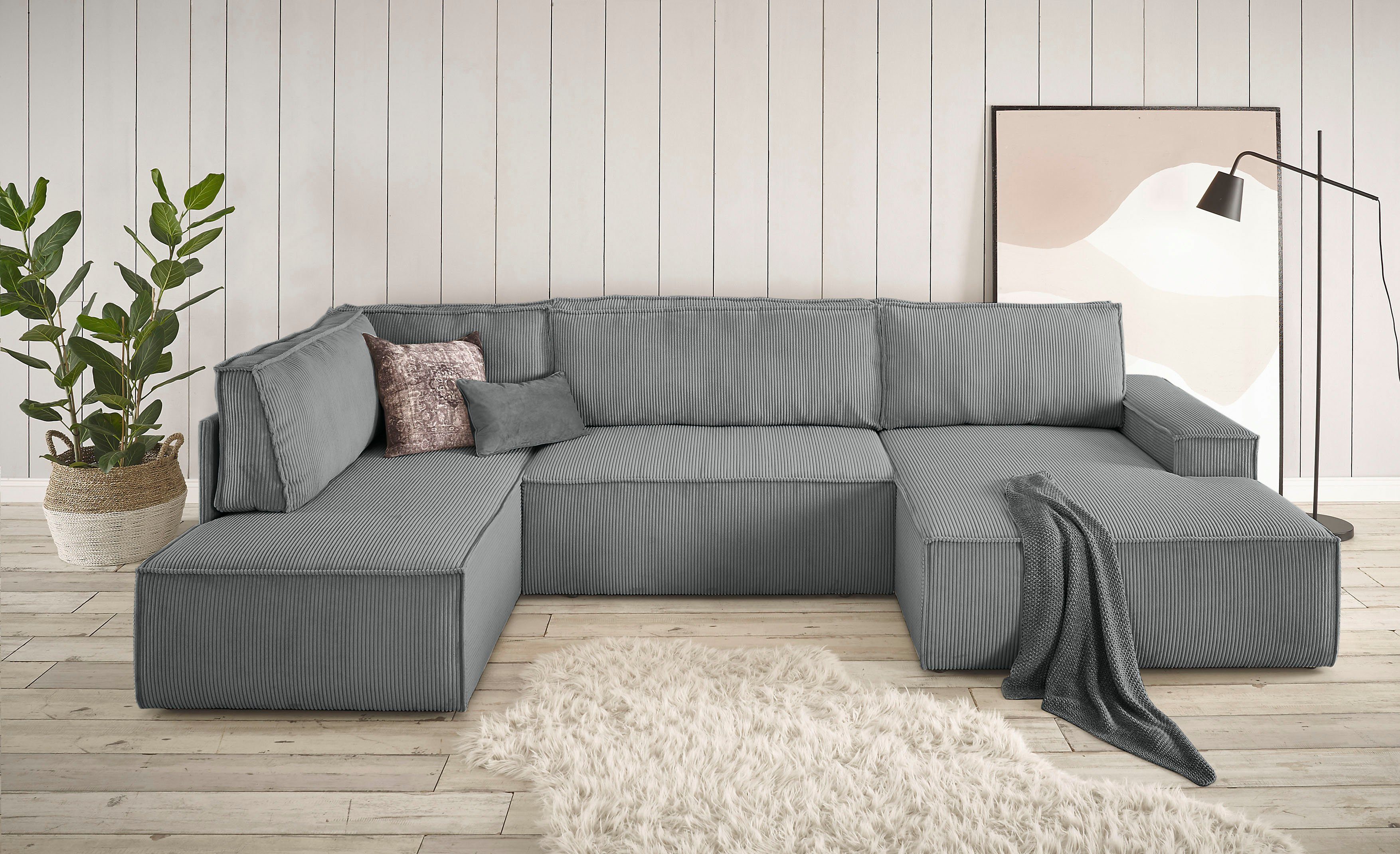 Home affaire Wohnlandschaft "SHERWOOD 329 cm, U-Form, Schlafsofa,", Schlaff günstig online kaufen