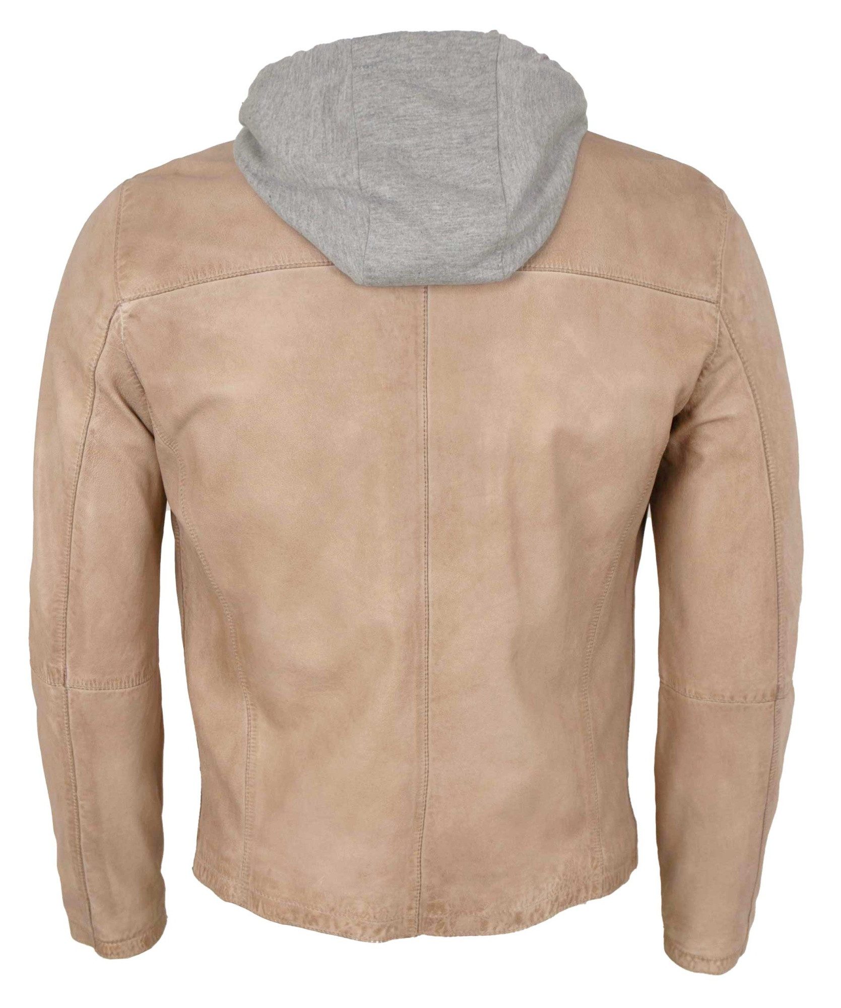 Milestone Lederjacke MSRaymond Milestone - Herren Lederjacke Lammnappa Kapuze beige