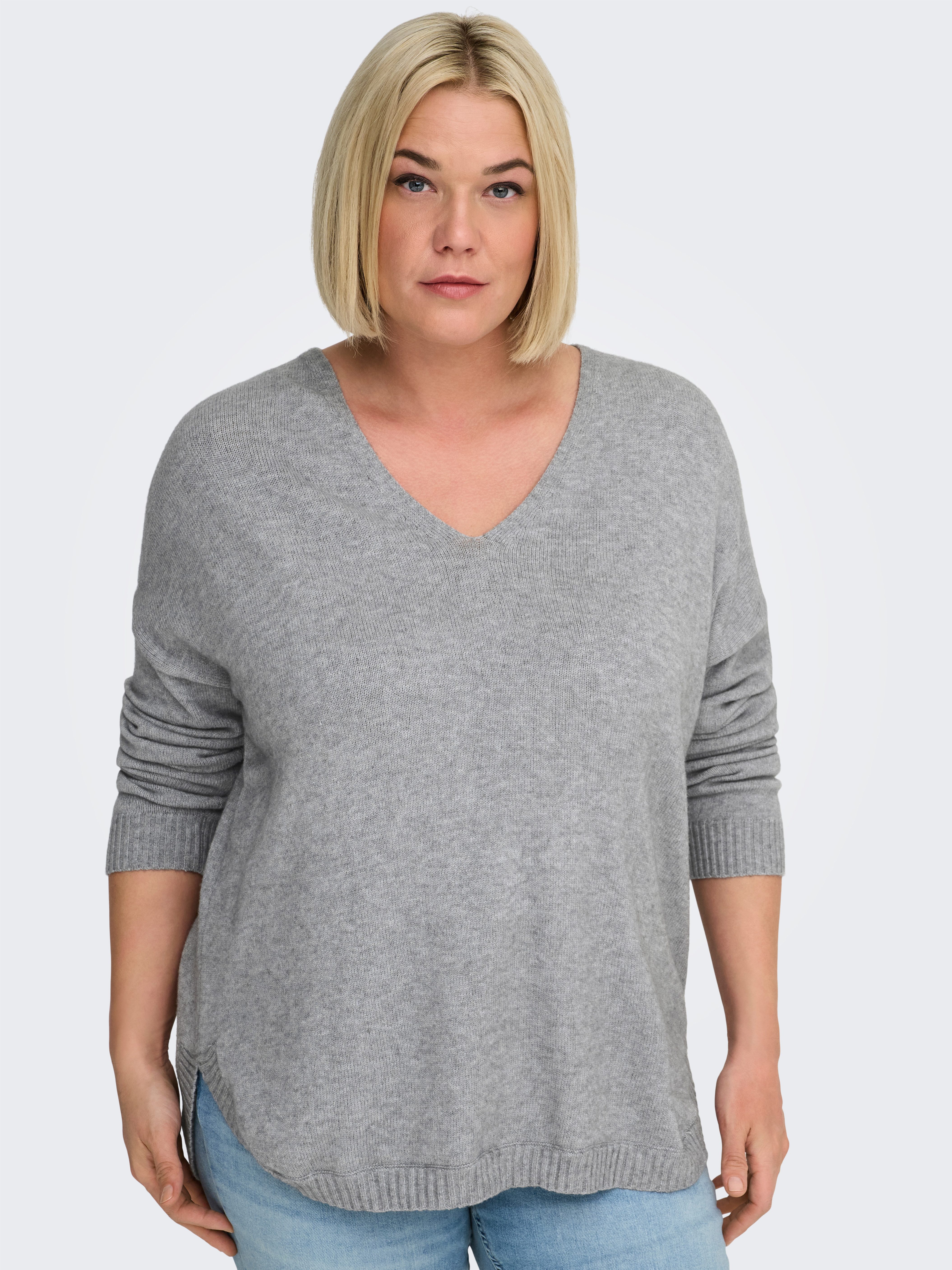ONLY CARMAKOMA V-Ausschnitt-Pullover CARMARGARETA LS PULLOVER KNT NOOS Visk günstig online kaufen