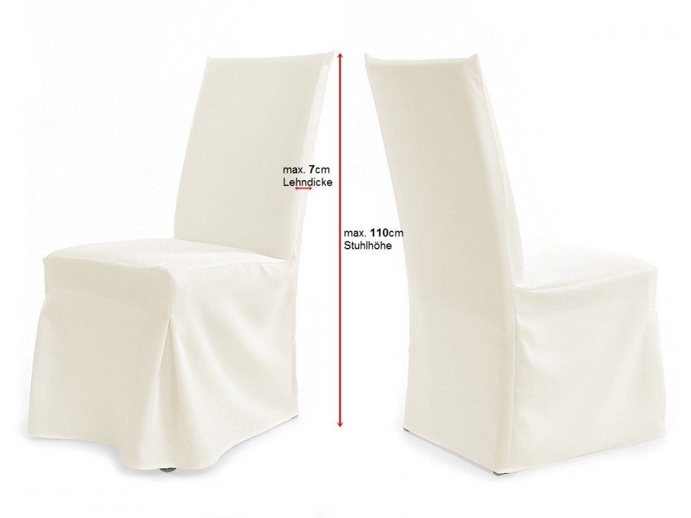 Stuhlhusse Universal Stuhlhussen Paris XL: für Stühle mit gepolsterter Lehne, TexDeko, universell, blickdicht, pflegeleicht & wiederverwendbar Weiß