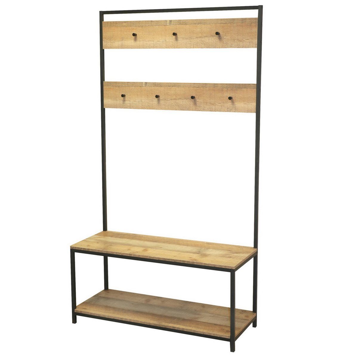 Urban Living Шафиständer Garderobe FRIENDS 100 x 39 x 180(H) cm Mantelablage Flurkleiderständer, mit 2 Einlegeböden für Sitzbank und Schuhablage