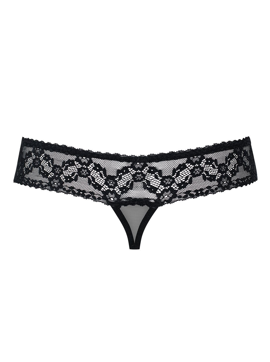 Obsessive Panty-Ouvert Offener String schwarz Thong Open Dessous transparent (einzel, 1-St)