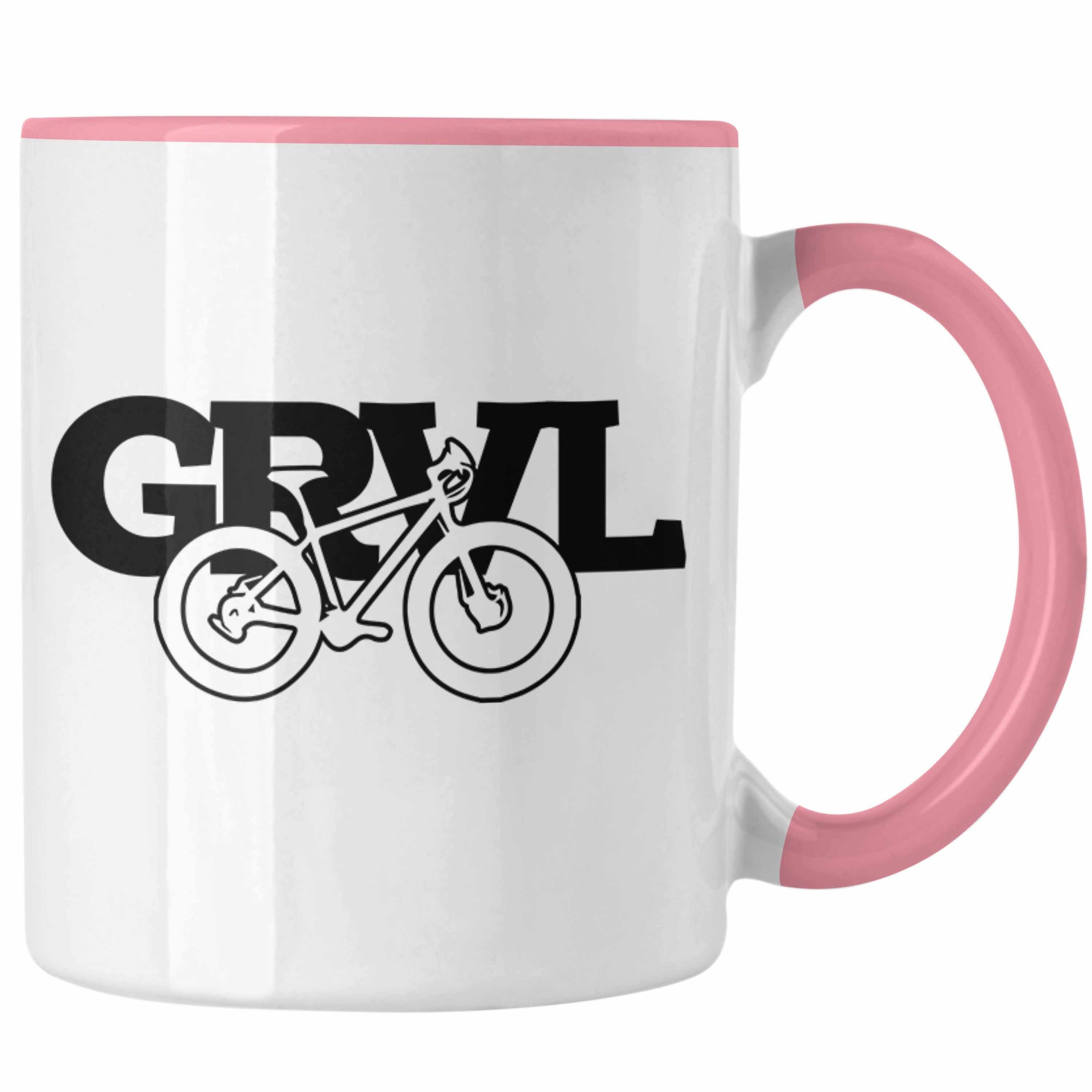 Trendation Tasse Tasse für Mountainbike-Enthusiasten Geschenk Mountainbiker MTB GRVL Rosa