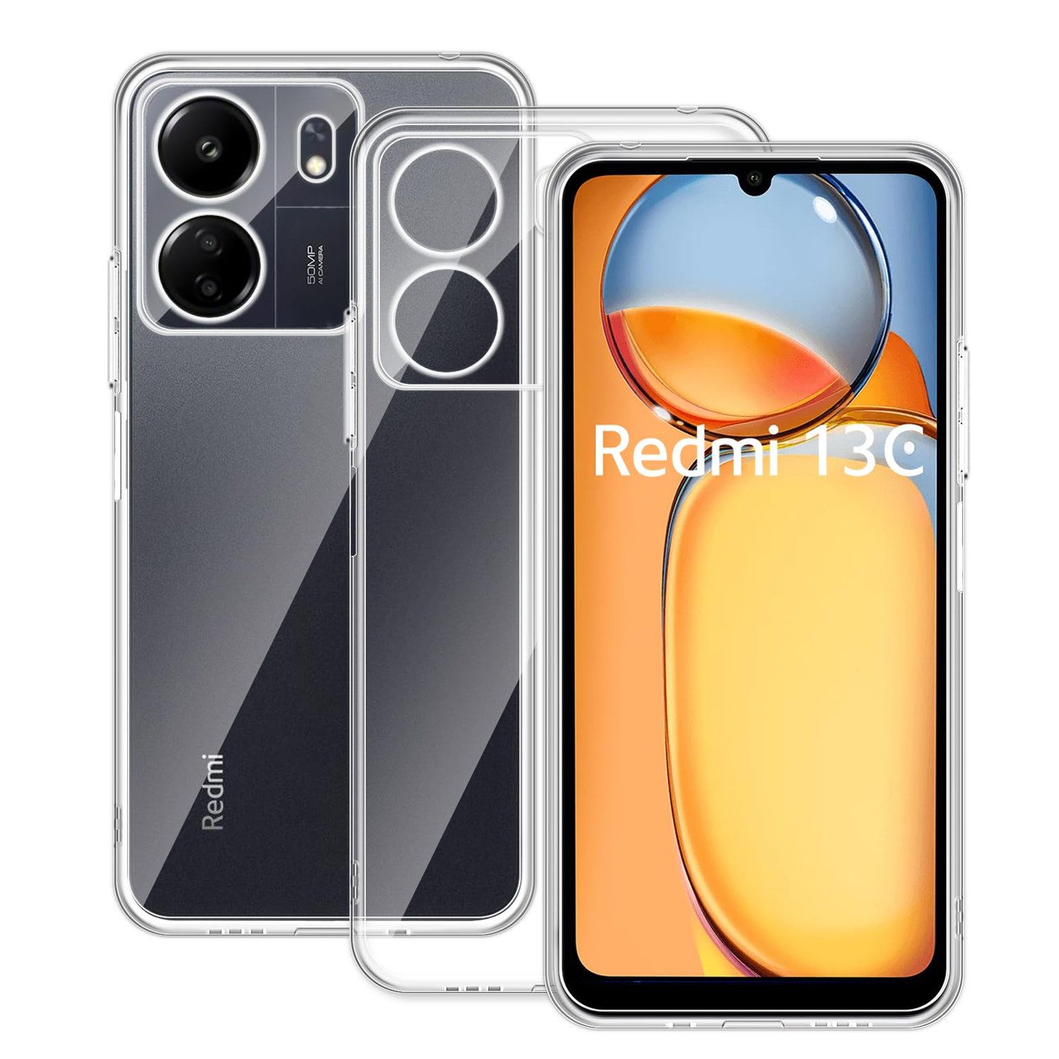 Wigento Handyhülle Für Xiaomi Redmi 13C Silikoncase TPU Schutz Transparent Handy Hülle