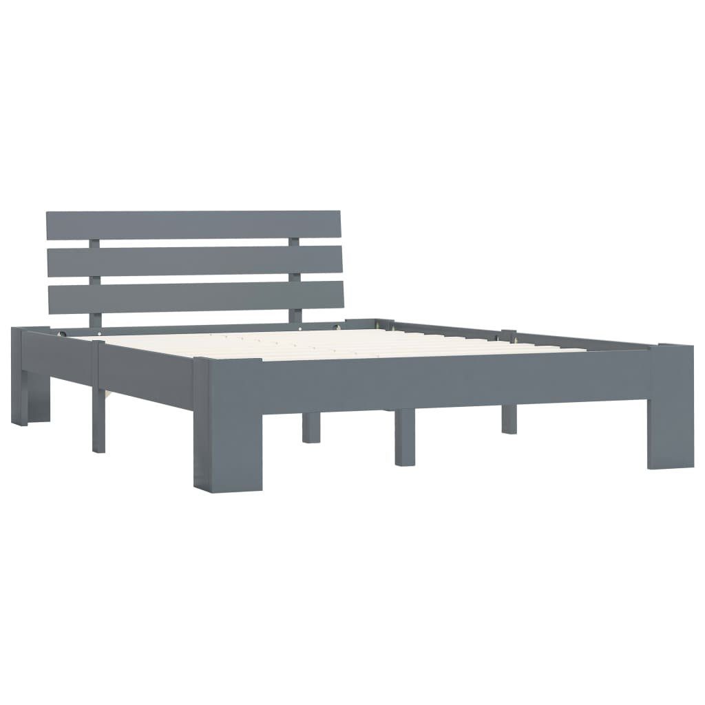 furnicato Bettgestell Massivholzbett Grau Kiefer 140x200 cm (1-tlg)
