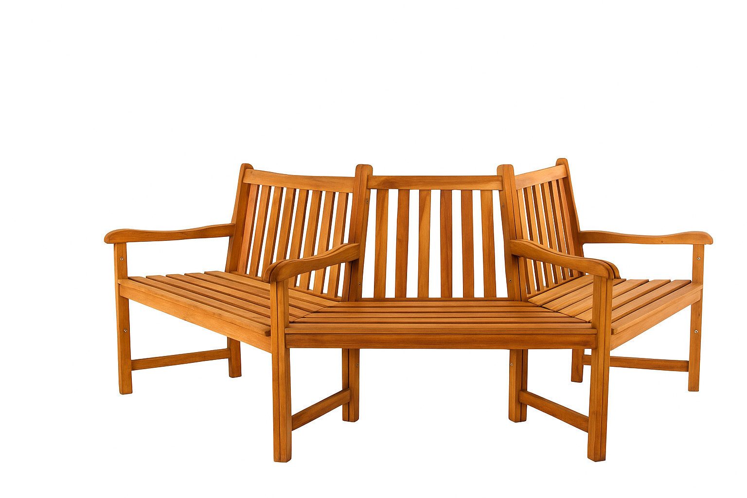 TPFGarden Baumbank Kenny (mit 180-Grad Sitzfläche und Rücken- und Armlehnen), Teak-Holz Garten Baumbank Sitzbank massiv 200 cm