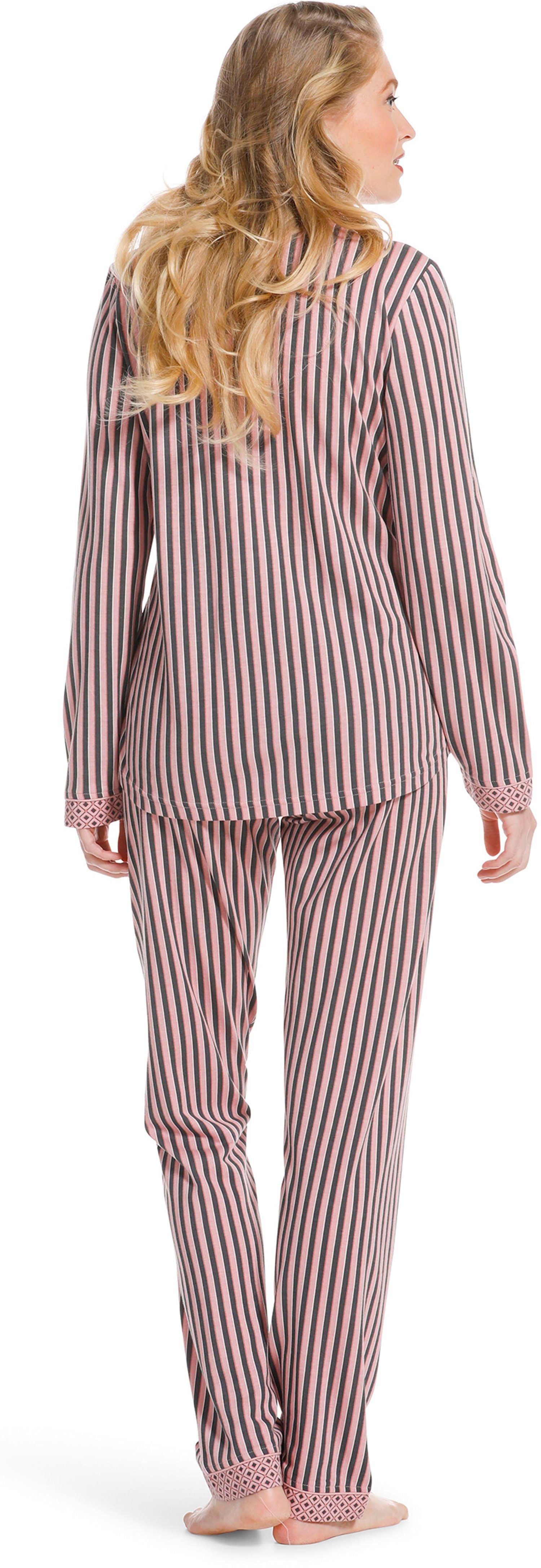 Design Pastunette Damen Pyjama (2 geknöpft Modisches Schlafanzug tlg)