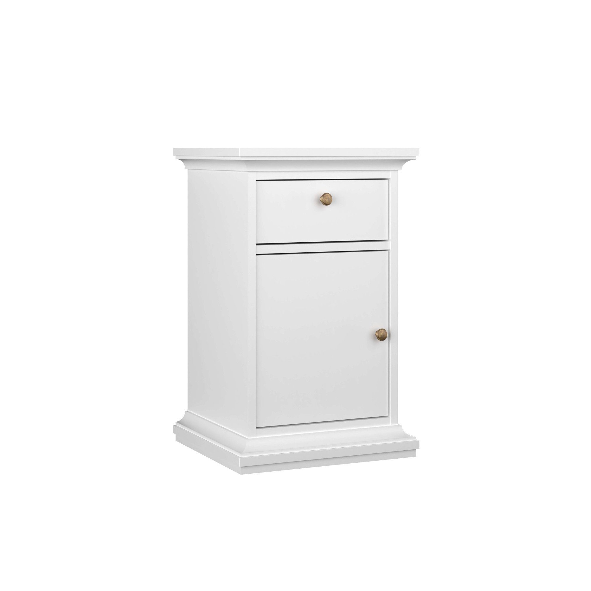 Home affaire Nachtkommode Paris Nachttisch, Nachtschrank, Beistelltisch, mit 1 Tür und 1 Schublade, Stauraum, Kranzprofil, Breite 43,6 cm