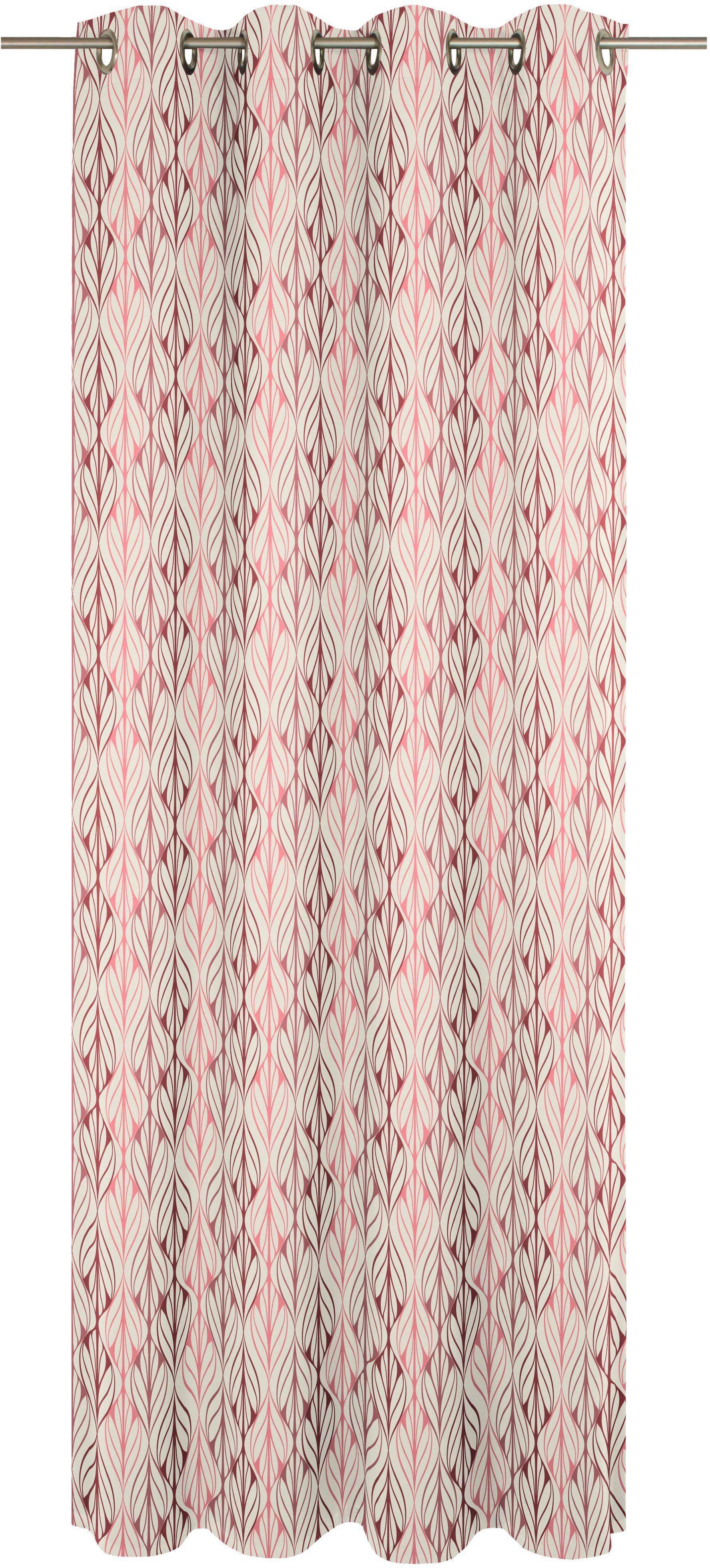 Vorhang Wave, blickdicht, Ösen Adam, nachhaltig Jacquard, aus St), Bio-Baumwolle rot/natur/rosa (1