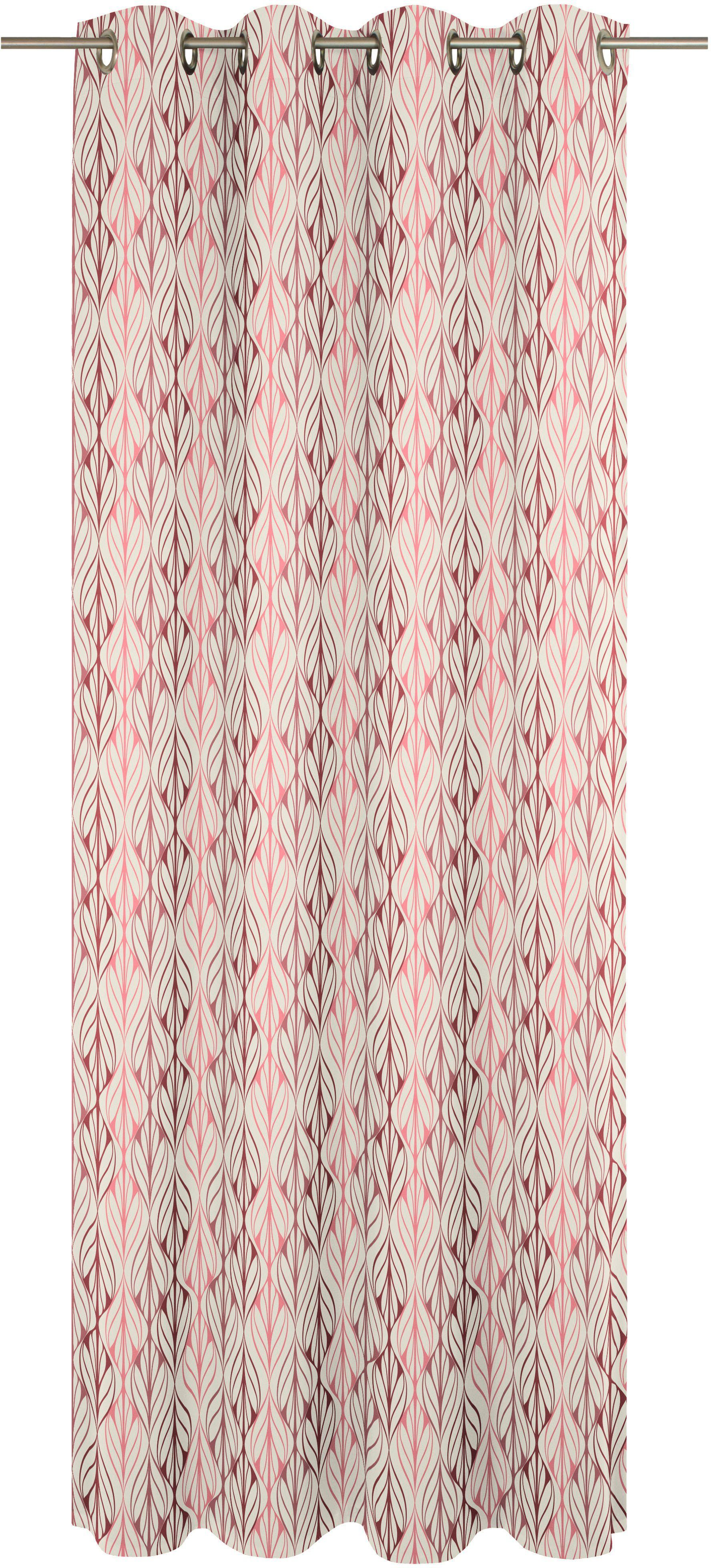 blickdicht, nachhaltig Adam, St), Ösen Bio-Baumwolle rot/natur/rosa Jacquard, Wave, (1 aus Vorhang