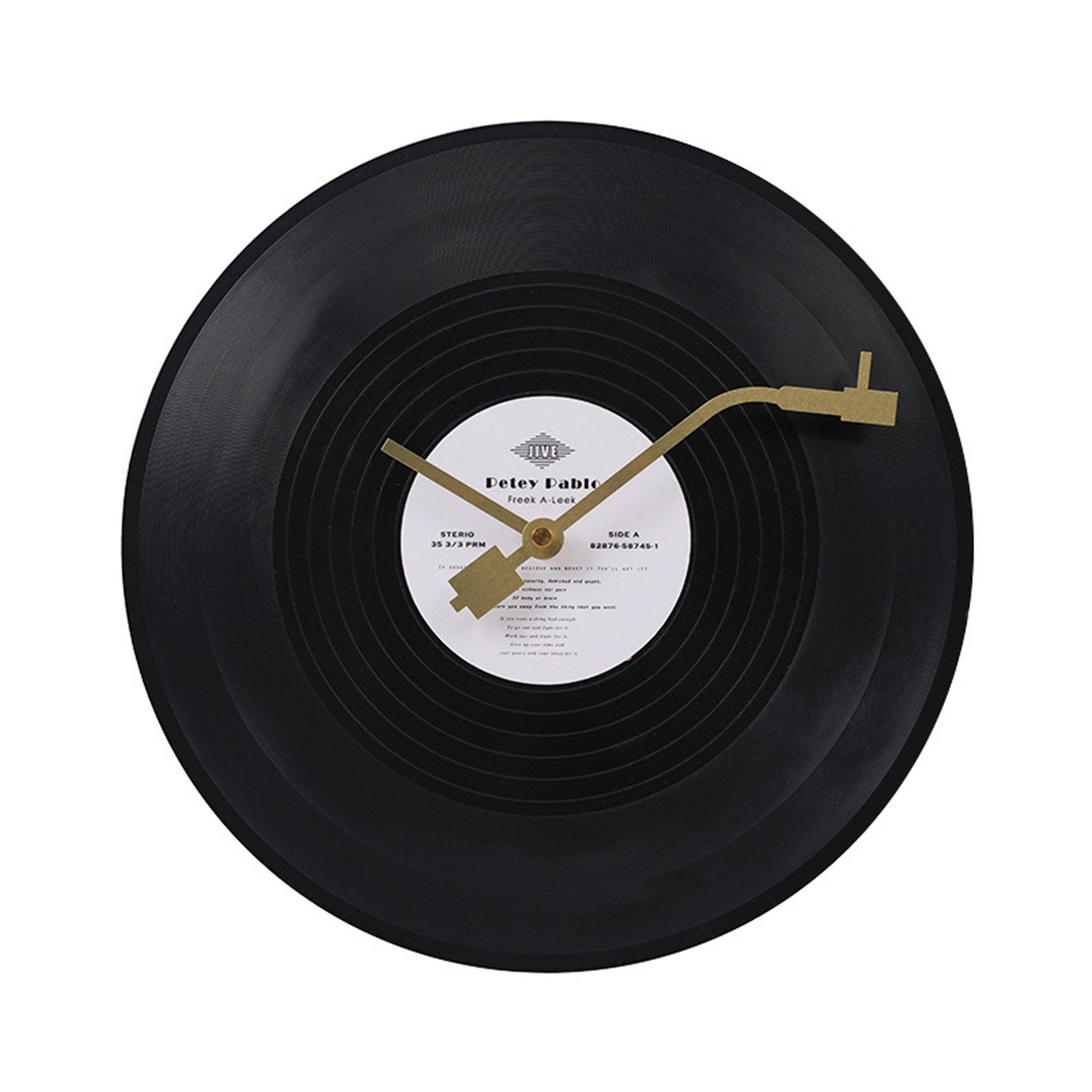 Dedom Wanduhr Wanduhr, Dekorative Uhren, Art Wanduhr, alter Plattenstil, 30x30 cm (Plattenspieler, gedämpft, rund, schwarz)
