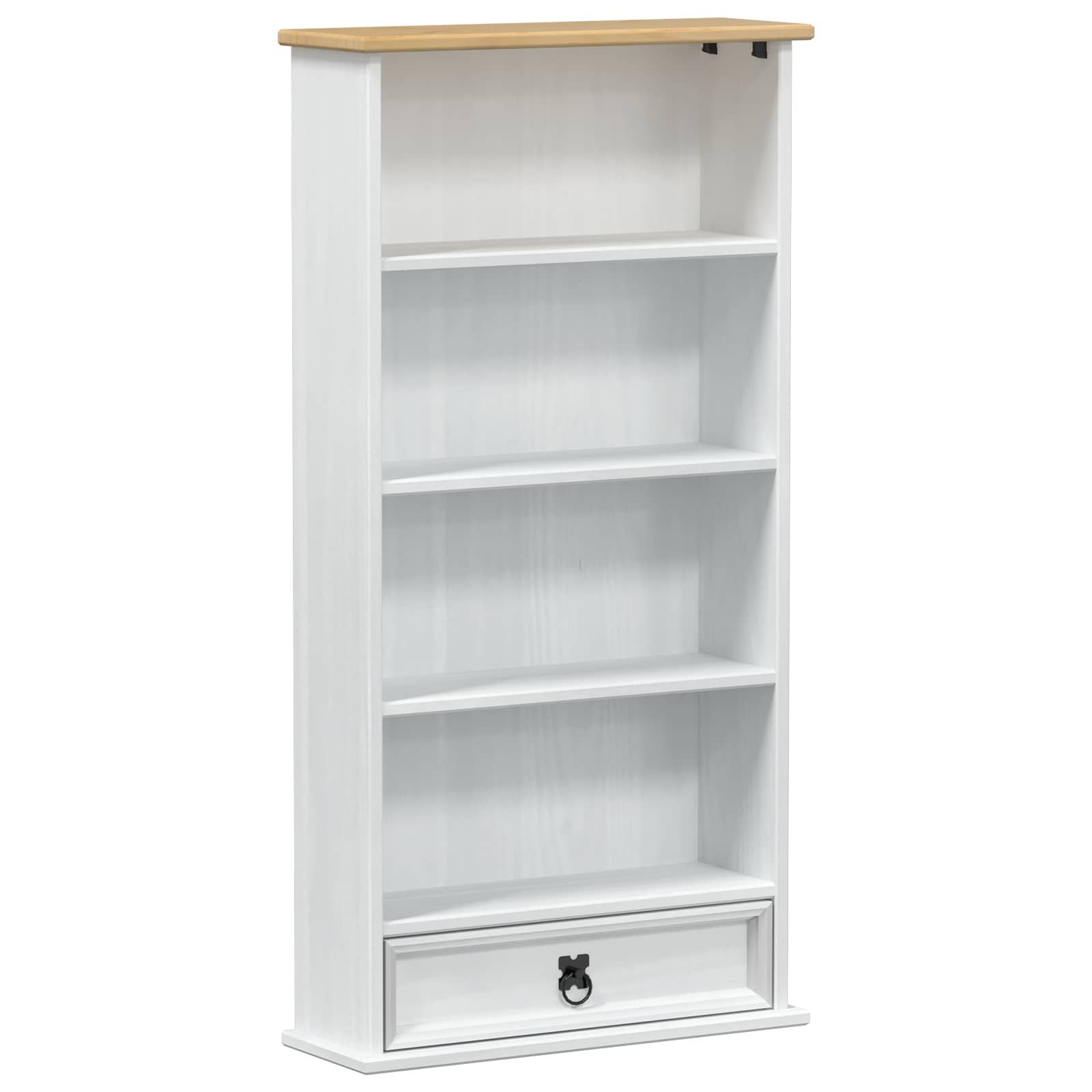 vidaXL CD-Regal Weiß 52 x 17.5 x 103 cm Massives Kiefernholz, 1-tlg.