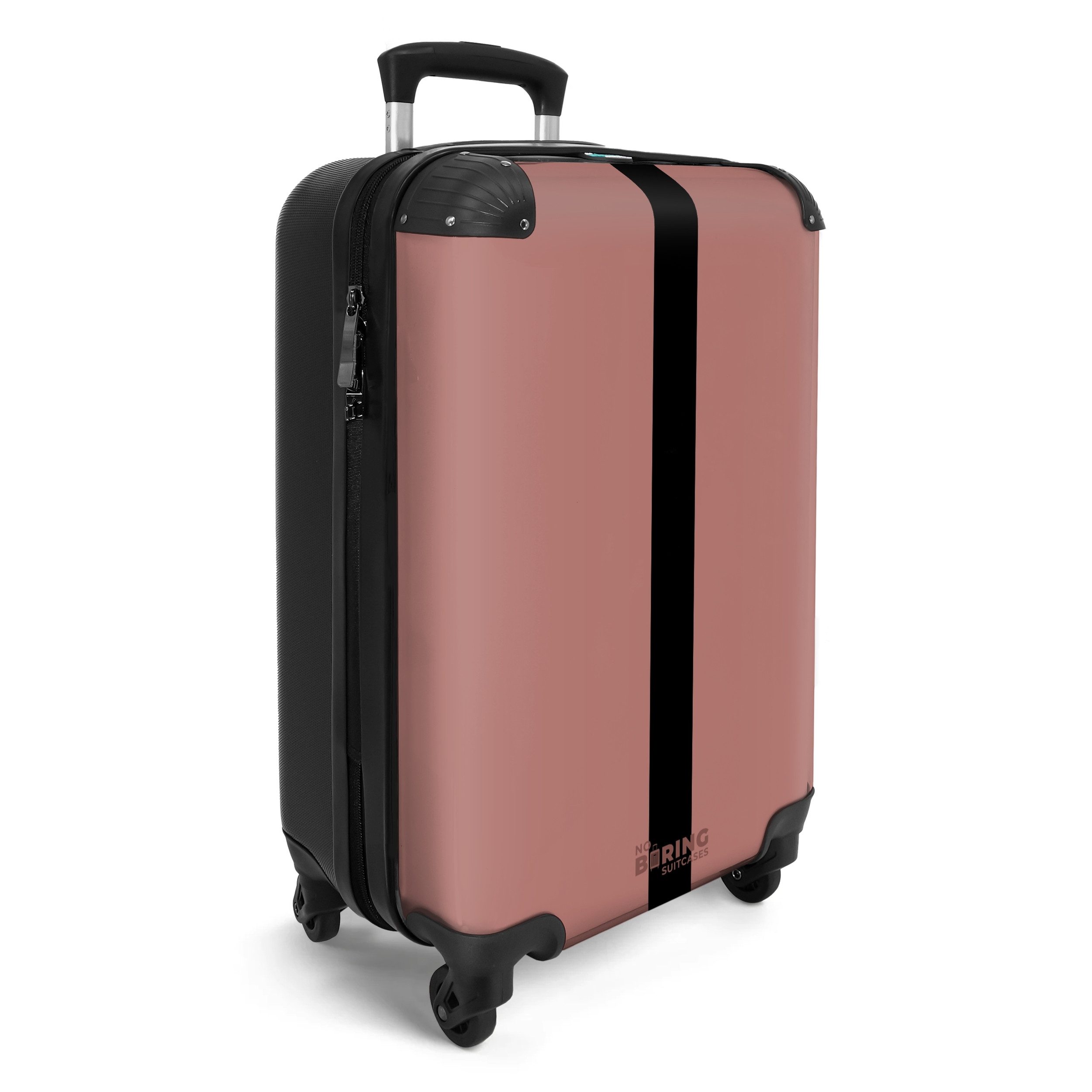 NoBoringSuitcases.com© Hartschalen-Trolley Rosa mit schwarzem Streifen günstig online kaufen