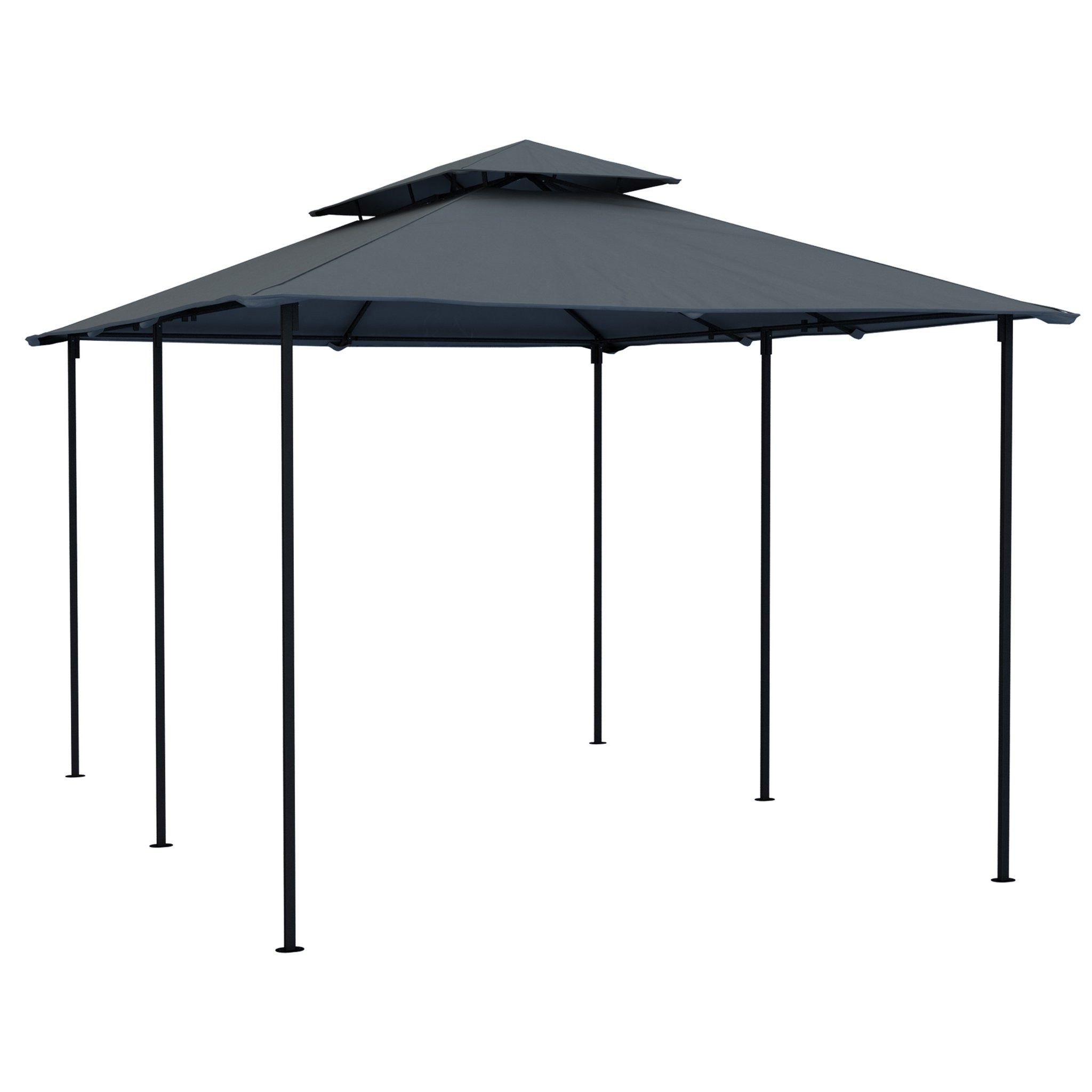 paramondo Pavillon Gartenpavillon 4x3m mit Seitenwänden Pavillon Outdoor Anthrazit, Werkzeugloser Aufbau, Doppeldach, Seitenwände inklusive