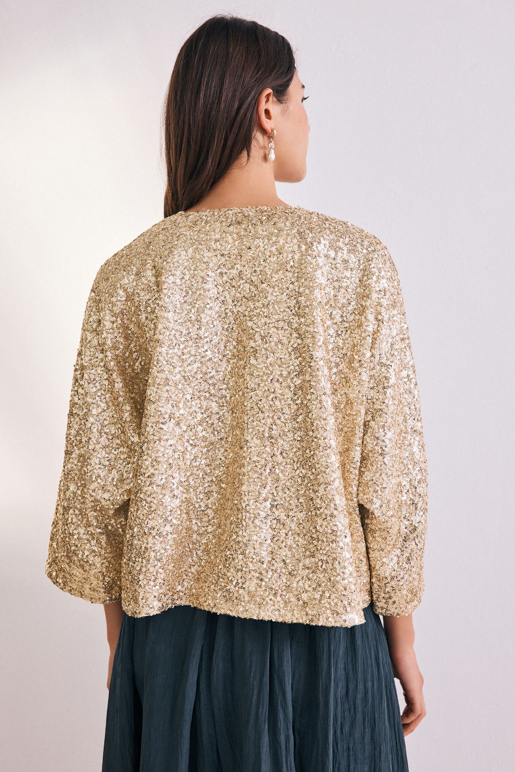 Next Paillettenshirt Jacke mit Pailletten (1-tlg) günstig online kaufen
