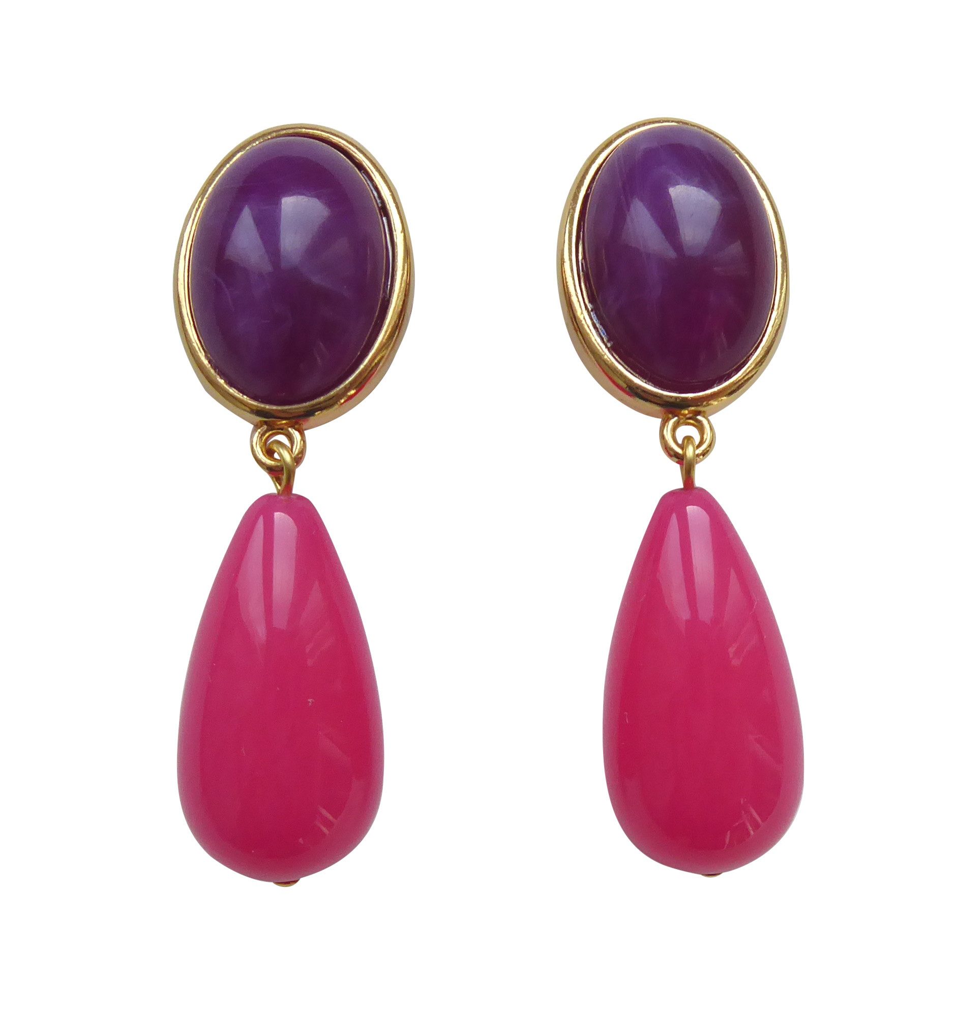 Paar Ohrclips Viola Clips amethist-pink bunte Statementohrringe Geschenk