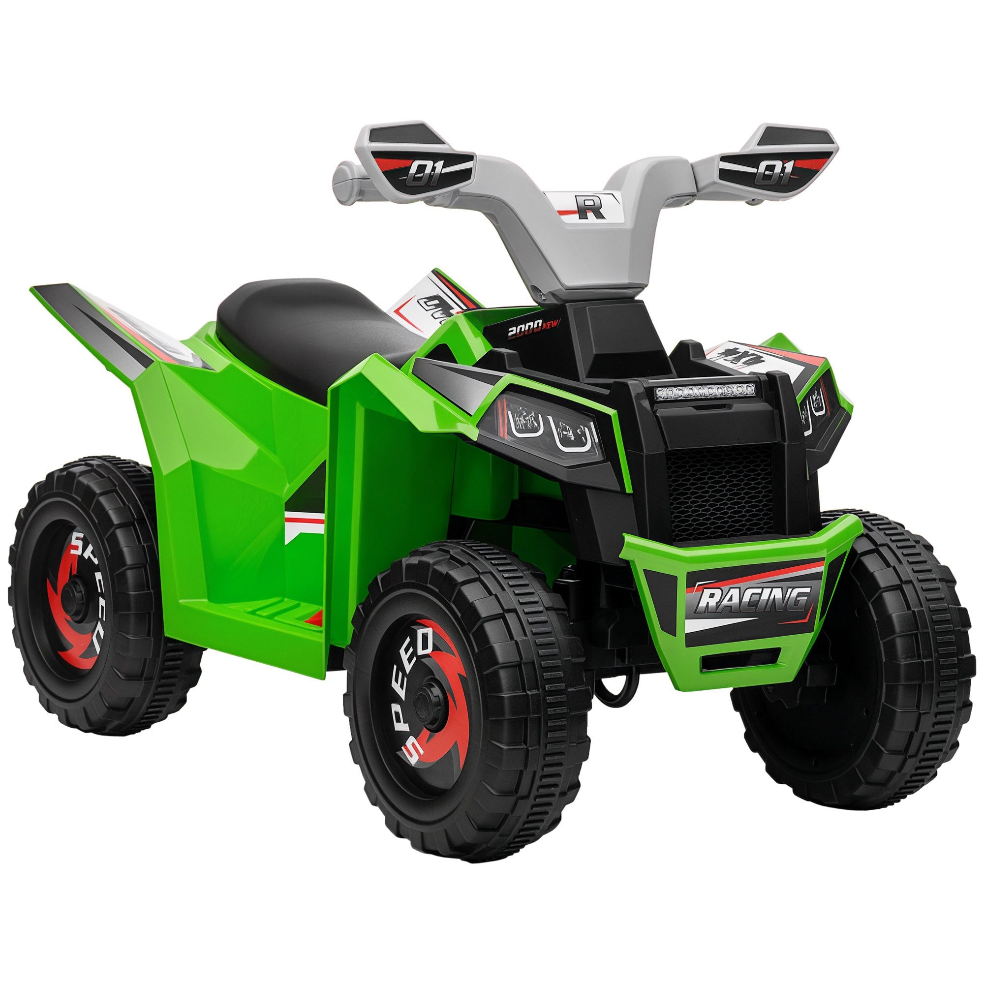 HOMCOM Elektro-Kinderquad 6V Elektro Quad für Kinder mit Vorwärts-, Rückwärtsfunktion, Belastbarkeit 25 kg, (1-tlg), mit 4 Rädern, 2,5 km,h, für 1,5-3 Jahre Kinder, 70x41,5x48,5 cm, Grün