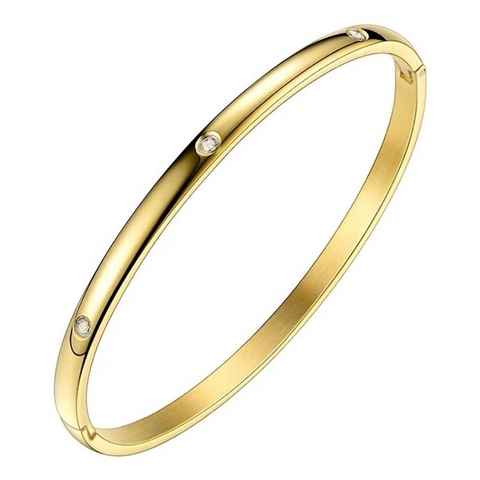 ROUGEMONT Armreif Edelstahl Damen Armreif mit Kubischen Zirkonia Steinen 18k Gold, Wasserfest