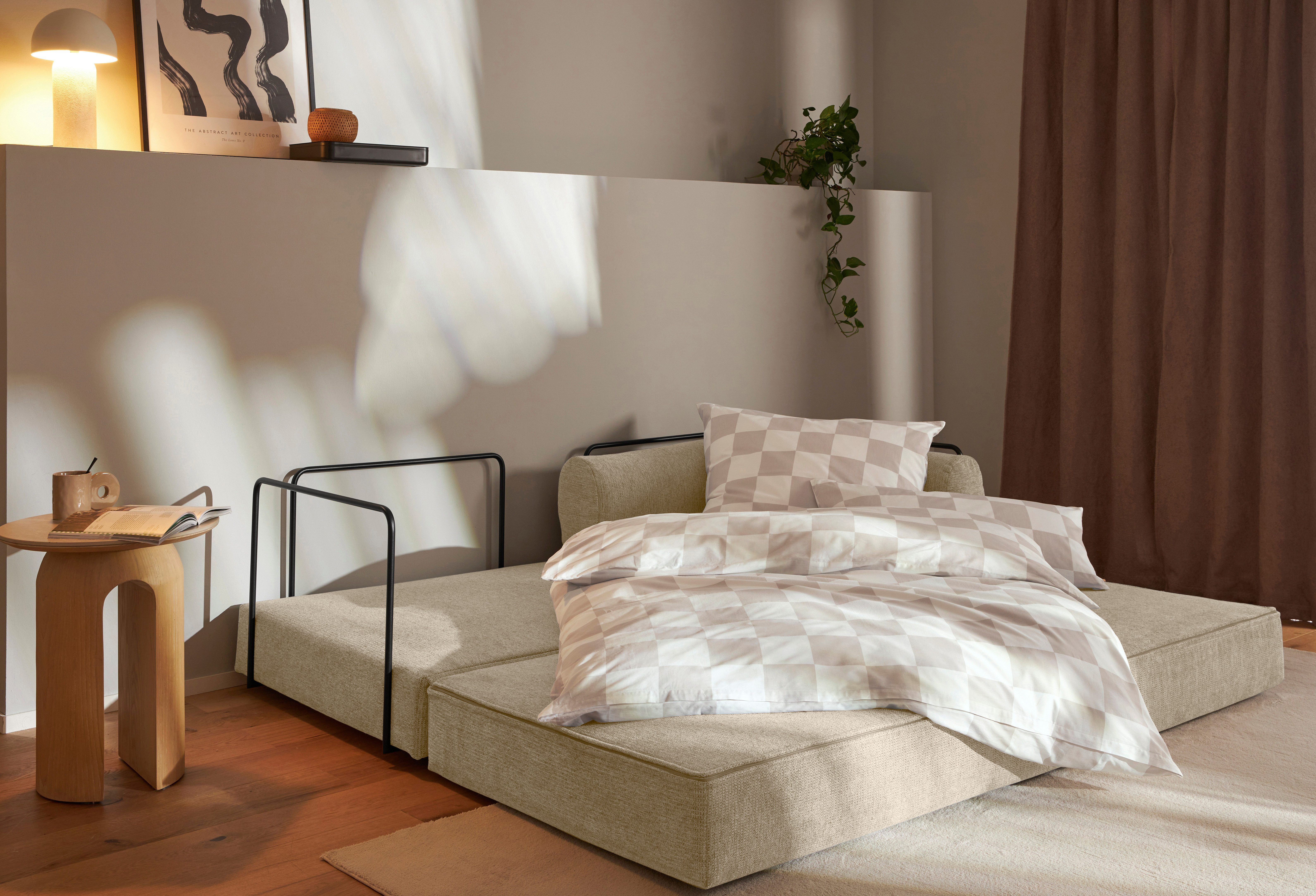 homsy by Ana Johnson Schlafsofa Folda Dauerschläfer, B: 206 cm, Liegefl. 181x198 cm, mit Bett-/Schlaffunktion, inkl. 1x Zierkissen, Tonnentaschenfederkern