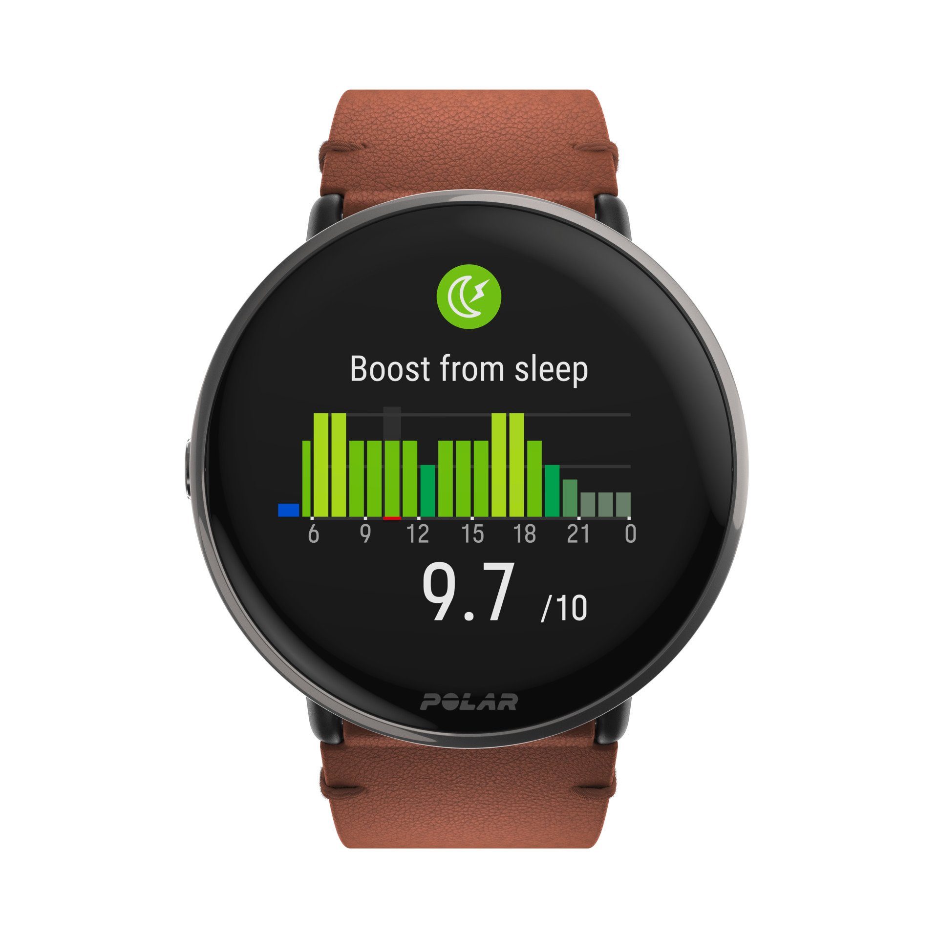 Polar IGNITE 3 TITANIUM Smartwatch (3,3 cm/1,28 Zoll, Proprietär), mit Leder- und Silikonarmband