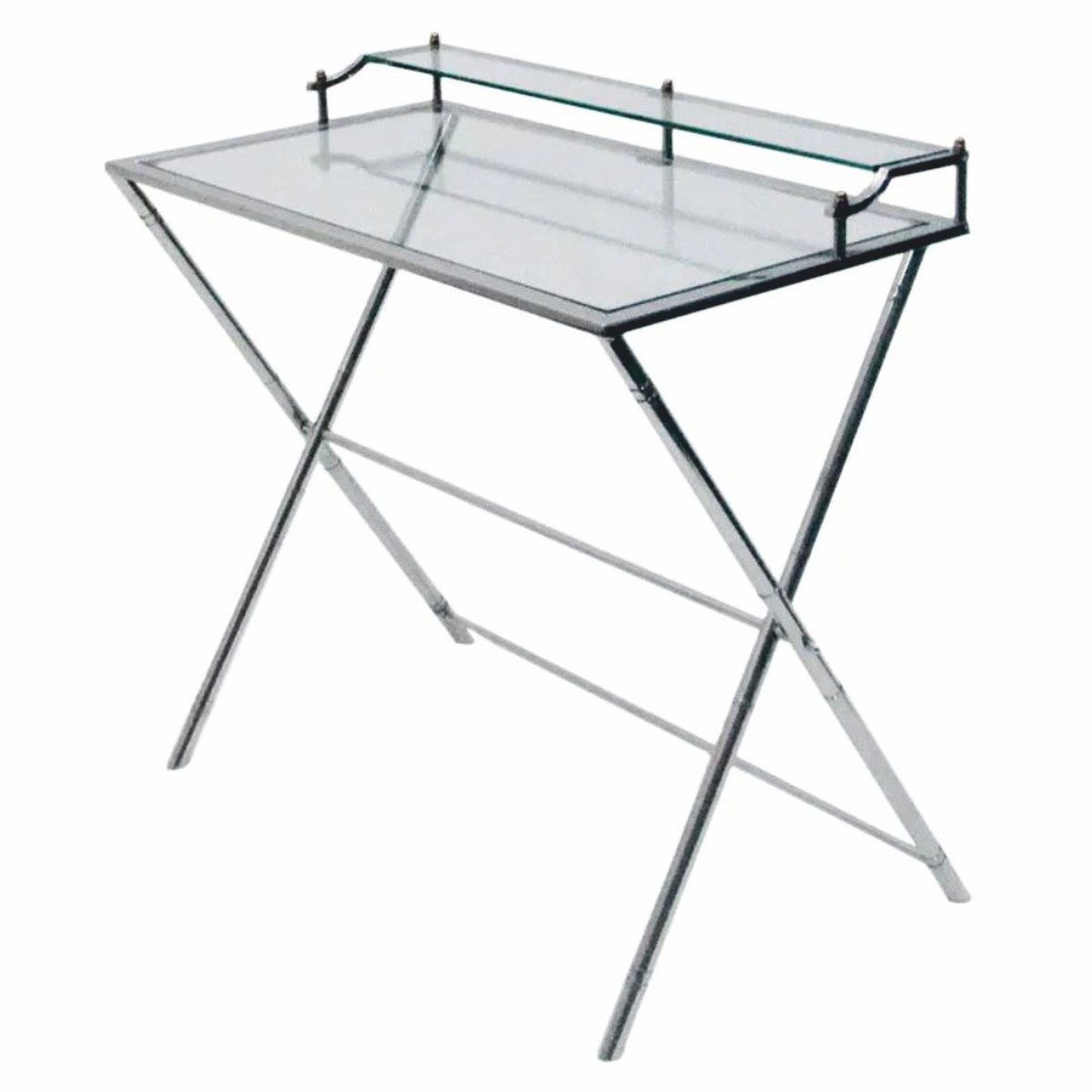 Casa Padrino Schreibtisch Casa Padrino Glas Schreibtisch / Sekretär Silber 83 cm - Büro Möbel