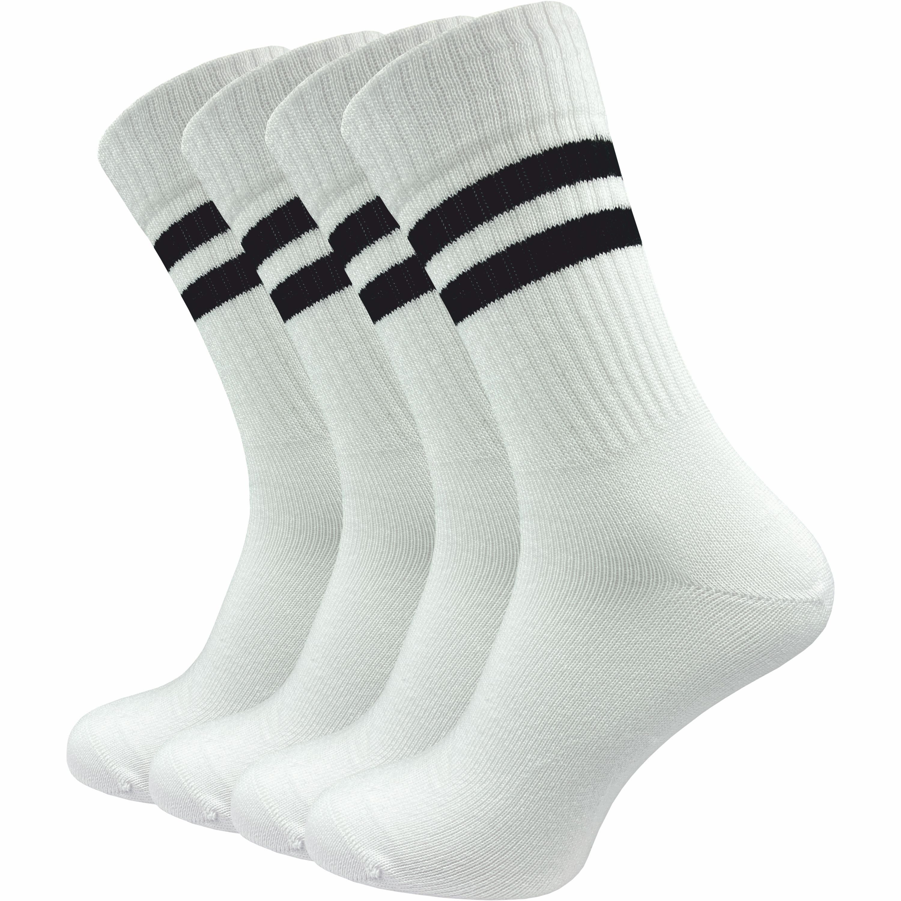 GAWILO Tennissocken für Herren mit Retro Streifen - sehr hochwertig (4 Paar) Retro Socken mit verstärkter Ferse und Spitze - made in Europe