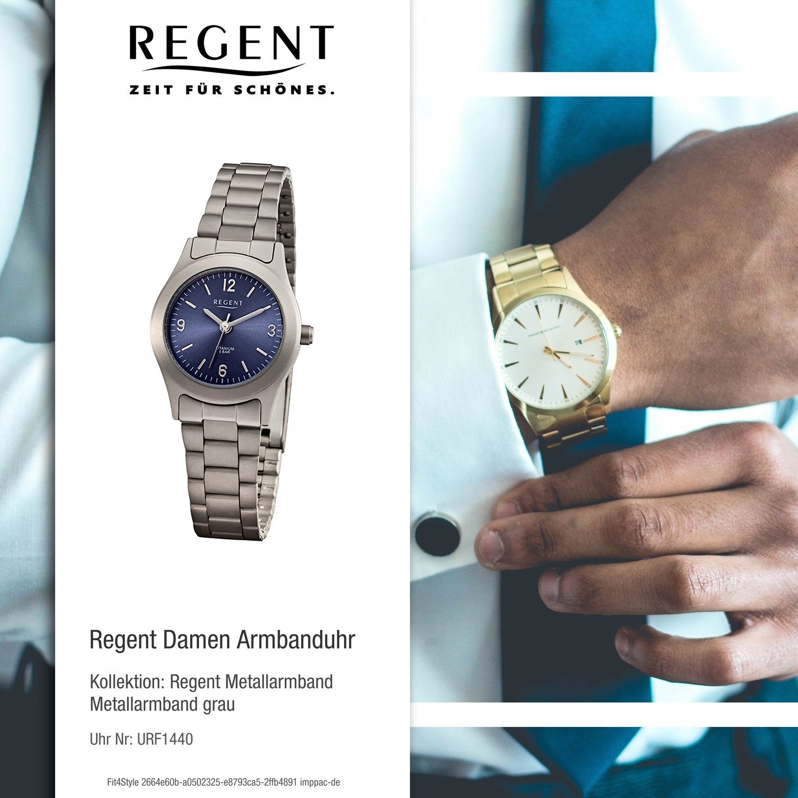 groß extra (ca. Damen Regent 26mm), Damen Regent Analog, rund, Armbanduhr Metallarmband Quarzuhr Armbanduhr