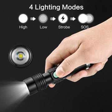 Daskoo LED Taschenlampe 2Stk Taschenlampe USB Aufladbar Taktische Flashlight 4-Lichtmodi IPX6, wasserdicht,mit Zoom-Funktion