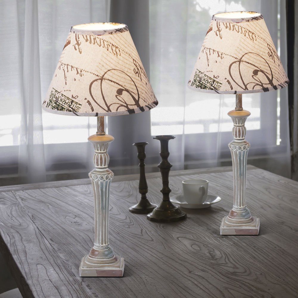 Wohn Zimmer Paris Lampe Design Tisch Warmweiß, LED inklusive, Textil etc-shop Tischleuchte, beige Leuchtmittel Beistell Leuchte im-