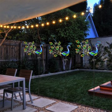 DOPWii LED Solarleuchte Outdoor-Garten-Eisensimulationstier-Rasenlampe, Pfauenriss-Design, IP44 wasserdicht, LED-Lichtquelle