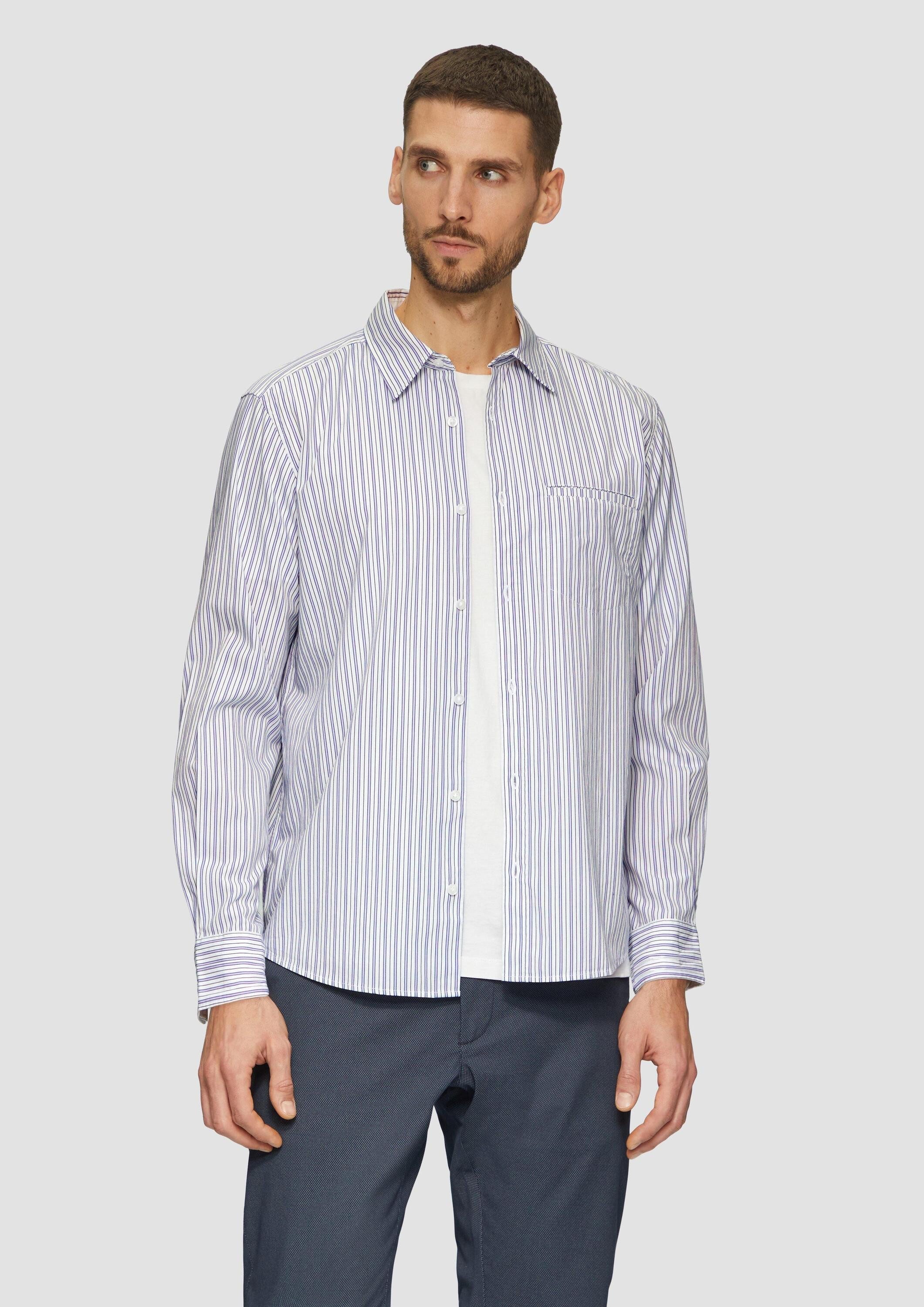 s.Oliver Langarmhemd Hemd Regular Fit: Gestreiftes Hemd aus Popelin günstig online kaufen