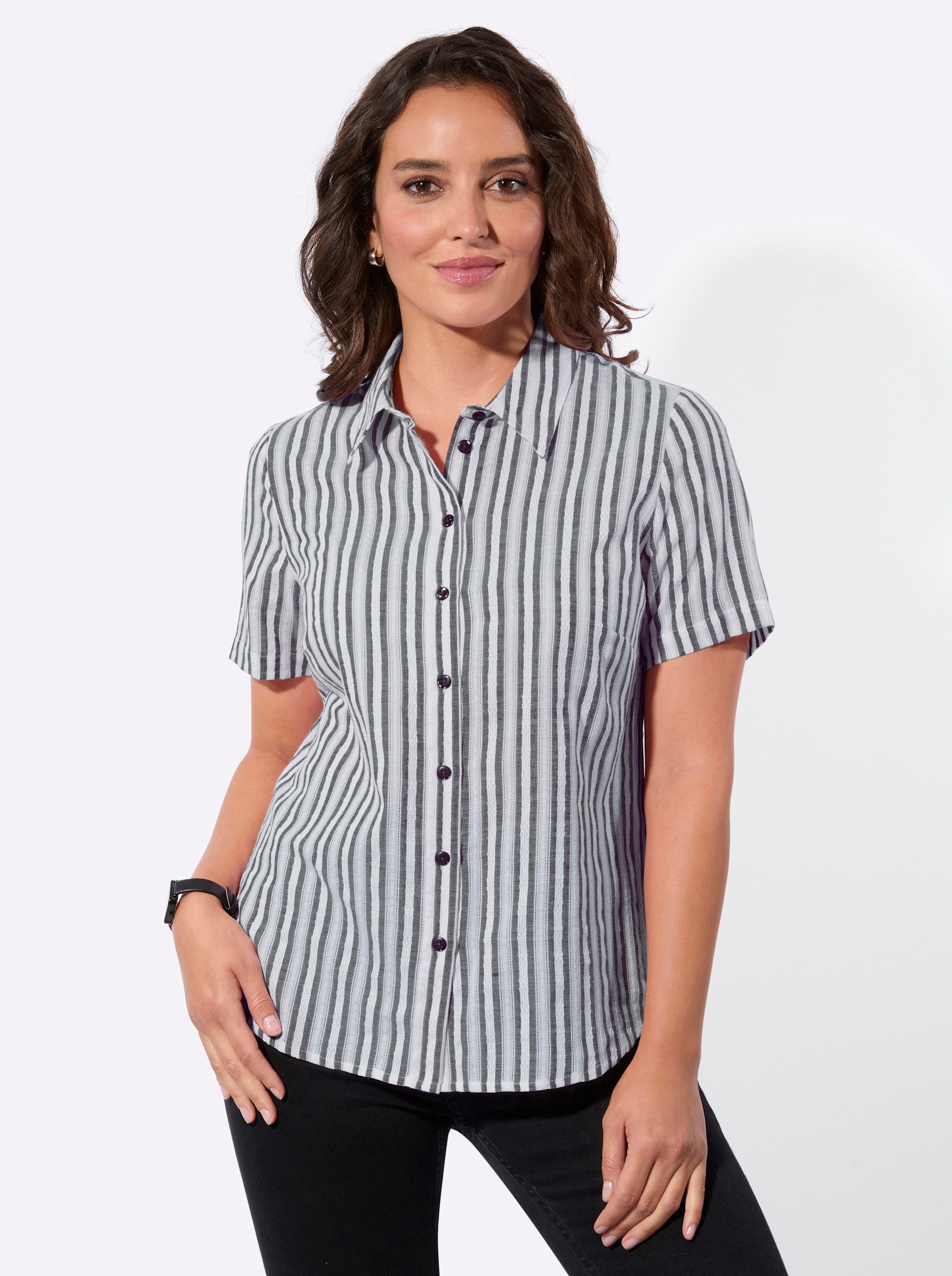Witt Klassische Bluse Streifenbluse Kurzarm