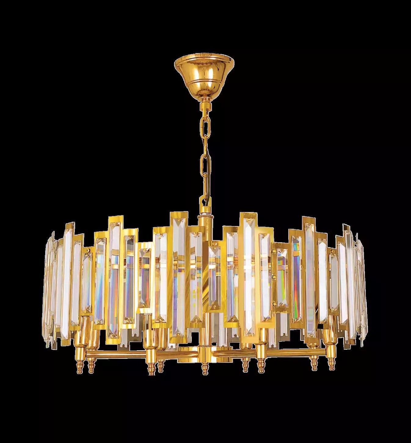 JVmoebel Hängeleuchte Kristall Deckenlampe in Gold für stilvolles Wohnen, Leuchtmittel wechselbar, Made in Europa