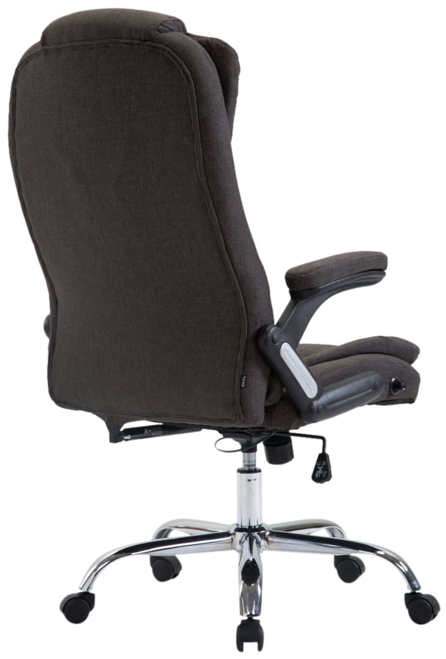 chrom dunkelgrau Sitzfläche: Toronto Stoff Drehstuhl, Gestell: XXL), Metall Bürostuhl Bürostuhl drehbar bequemer - mit höhenverstellbar 360° (Schreibtischstuhl, und - TPFLiving Rückenlehne Chefsessel,