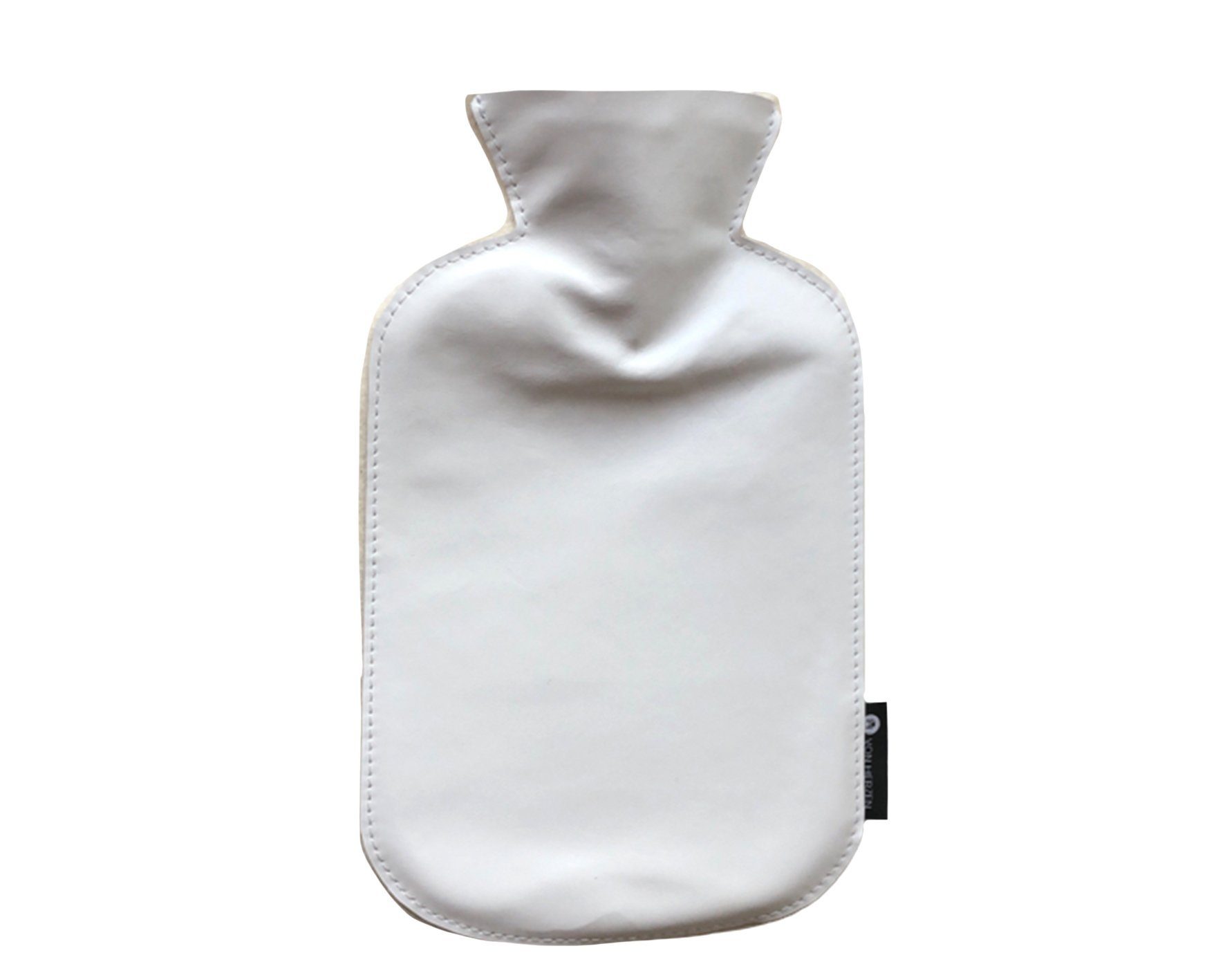 von Herzen Wärmflasche mit Leder ummantelt – Rückseite aus Wollwalk – Fassungsvermögen: 2 L – handveredelt