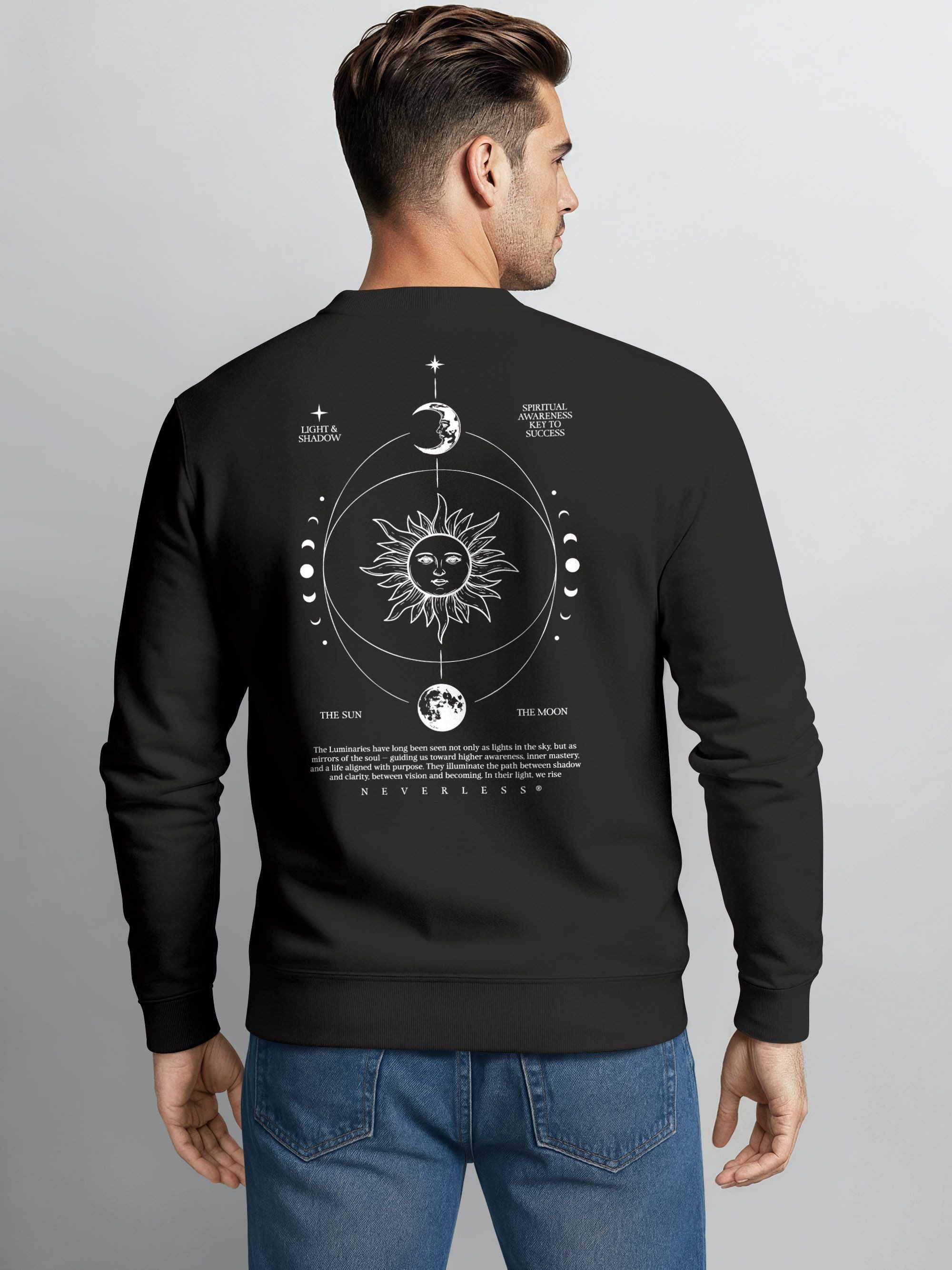Neverless Sweatshirt Sweatshirt Herren Pullover mit Backprint Astronomie So günstig online kaufen