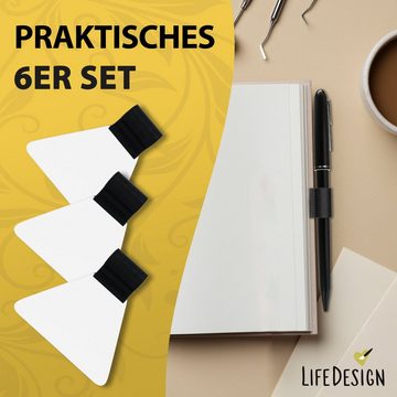 LifeDesign Notizbuch Stiftehalter, Pen-Loop 6er Set, Stifthalter, selbstklebend für alle Stiftarten & Bücher